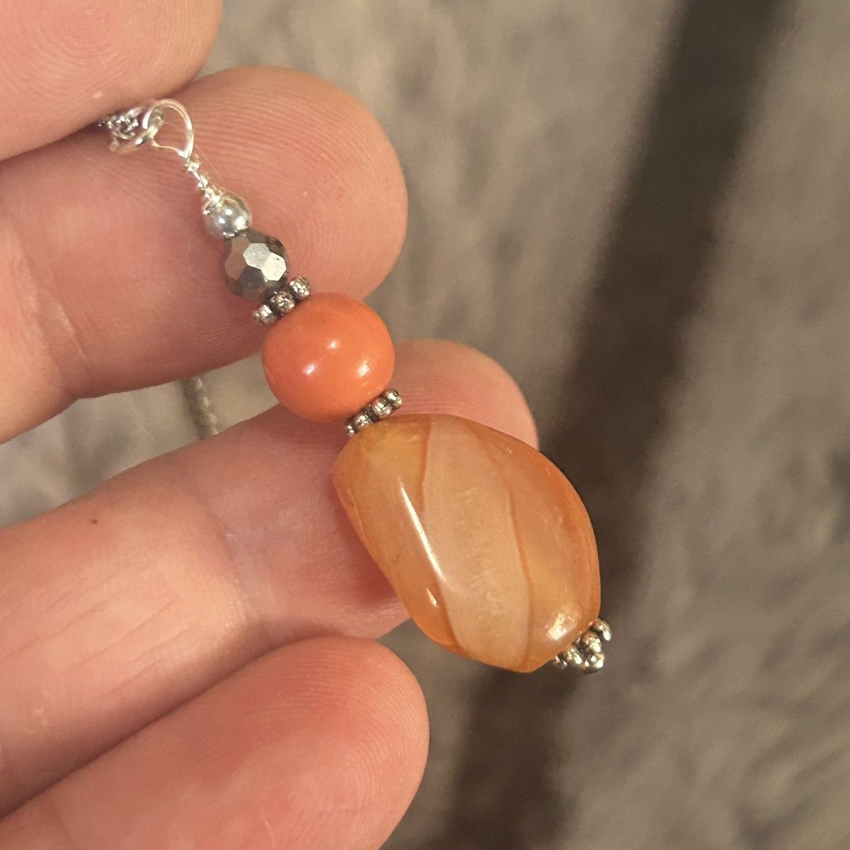 Handmade Handcrafted vintage carnelian agate beaded pendant necklace Size ONE SIZE - 1 Thumbnail