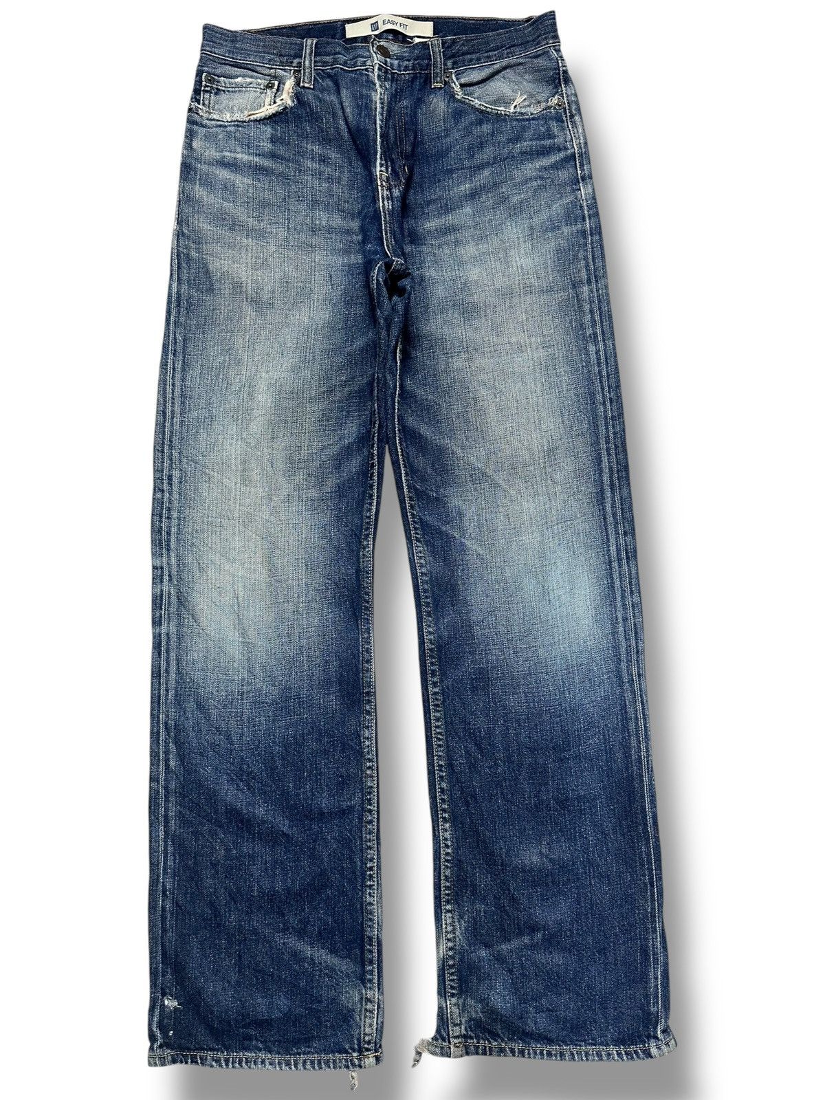 Gap GAP Vintage Straight Loose Distressed Jeans With Faded Wash Size US 31 - 1 Thumbnail