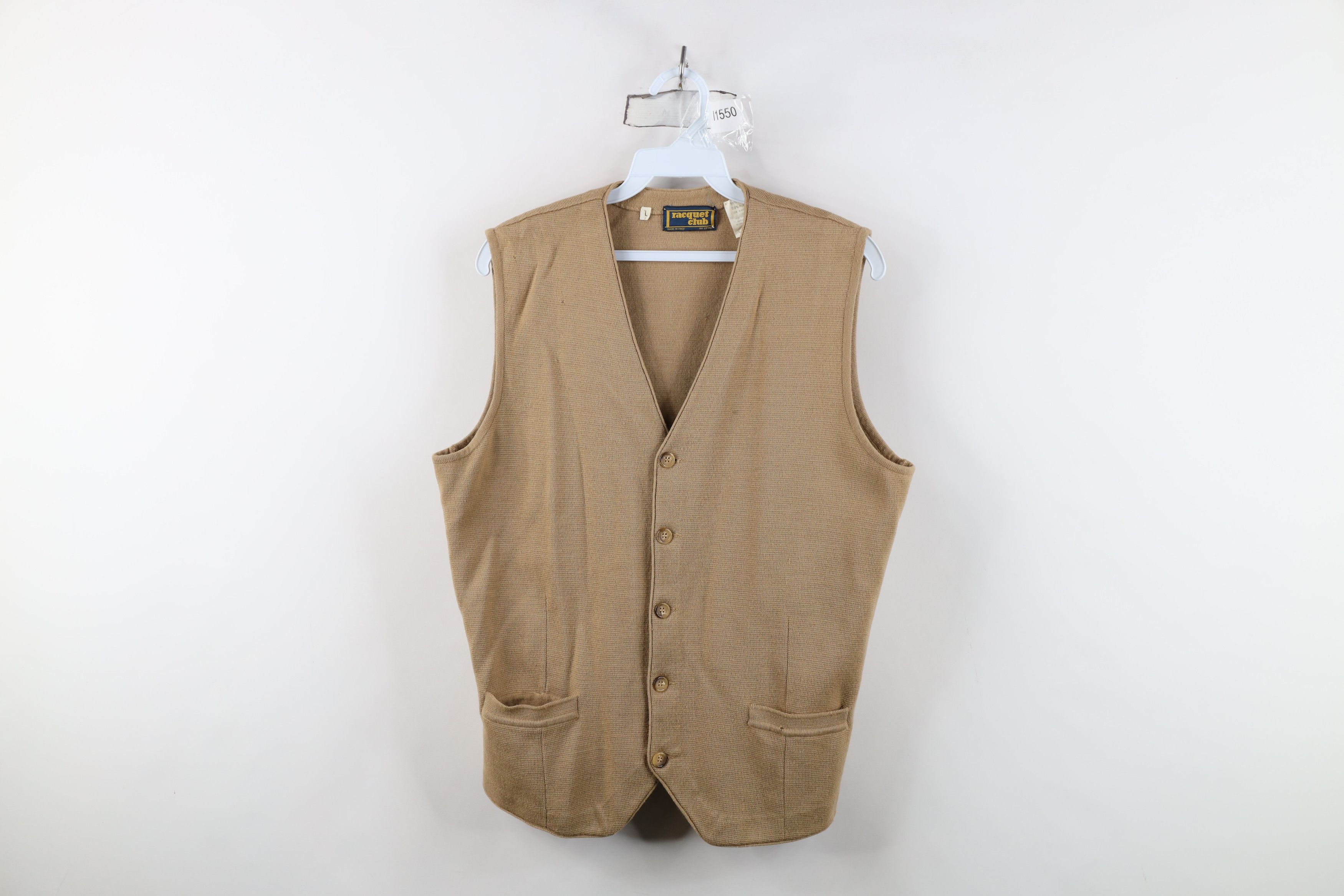 Vintage Vintage 70s Streetwear Blank Wool Blend Knit Sweater Vest Size US L / EU 52-54 / 3 - 1 Thumbnail