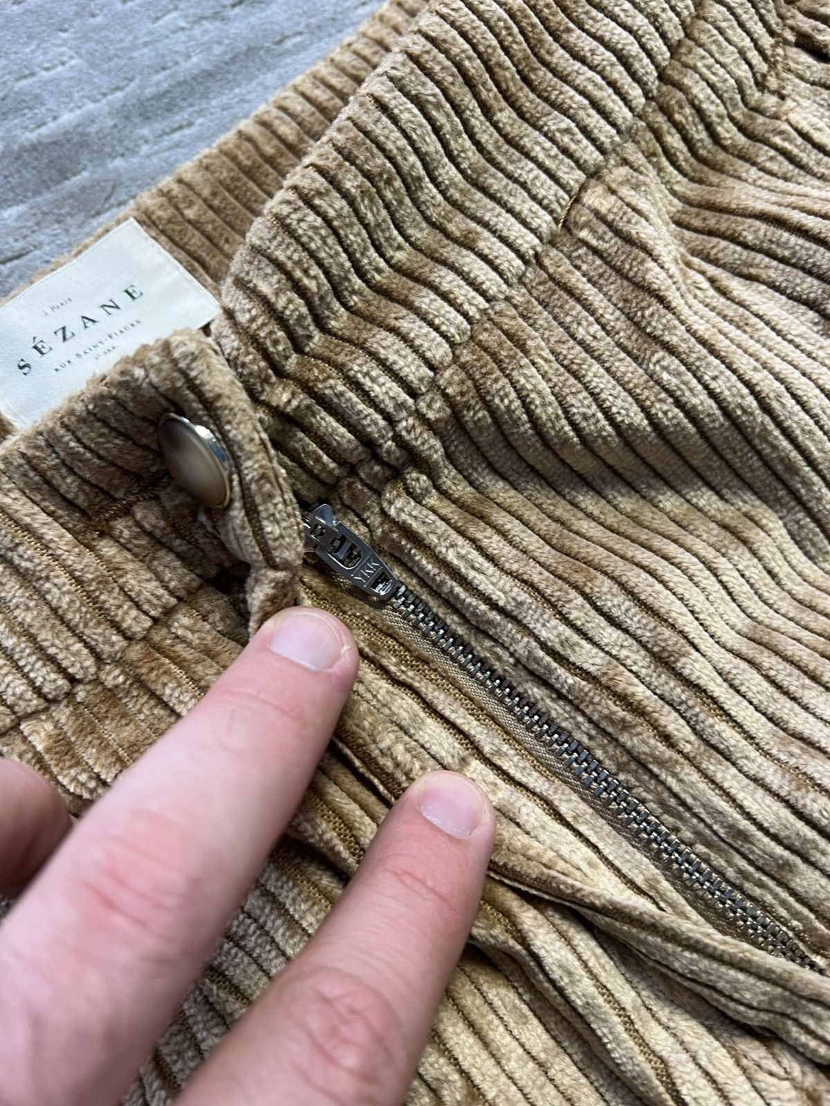 Sezane Sezane velvet beige pants luxury basic striped Portugal Size 24" / US 00 / IT 34 - 5 Thumbnail