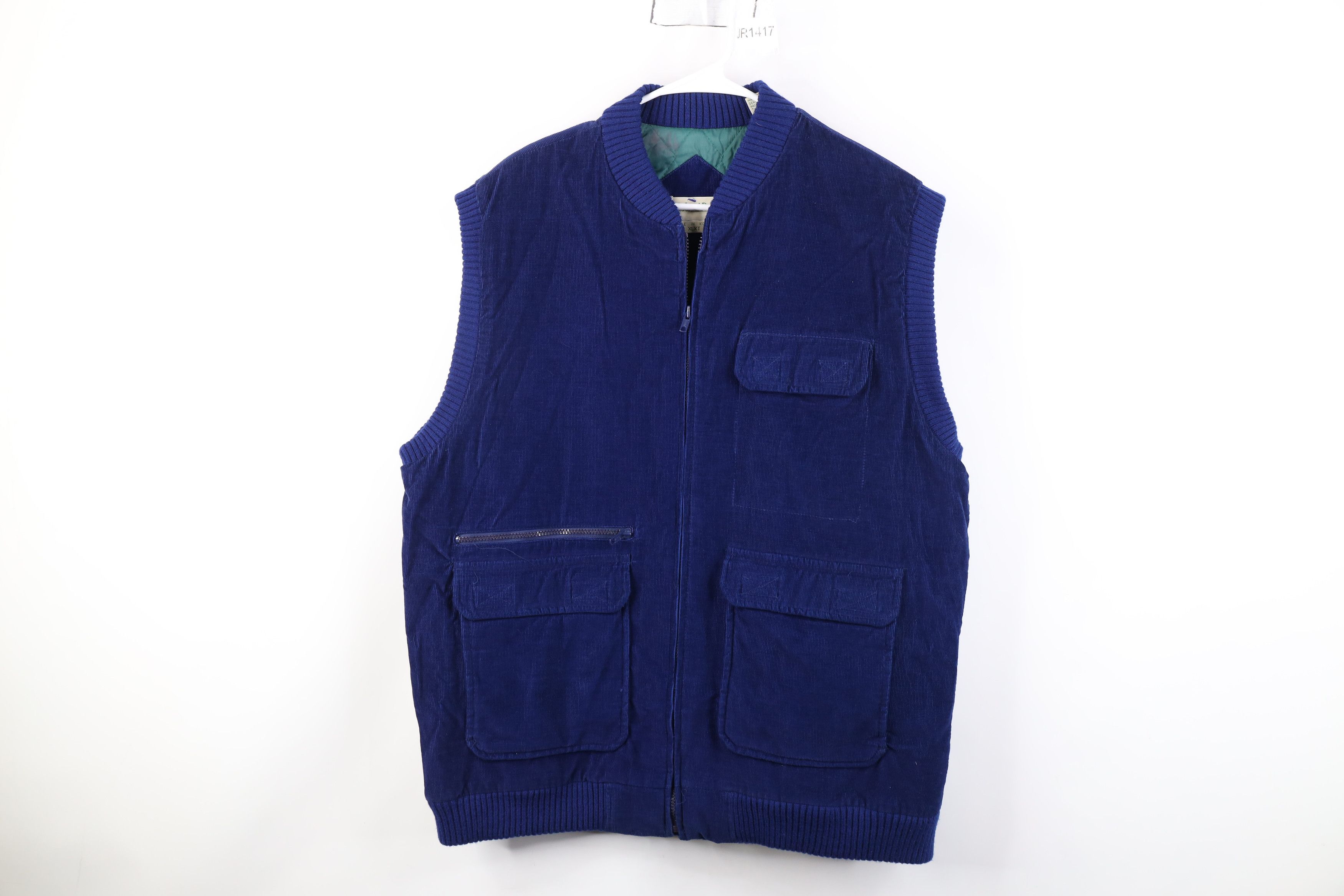 Vintage Vintage 90s Streetwear Quilted Corduroy Vest Jacket Blue Size US XL / EU 56 / 4 - 1 Thumbnail