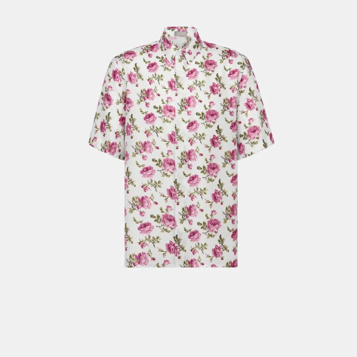 image of O1W1Db10324 Dior Jardin Short Sleeved Shirt In Pink/white, Men's (Size XL)