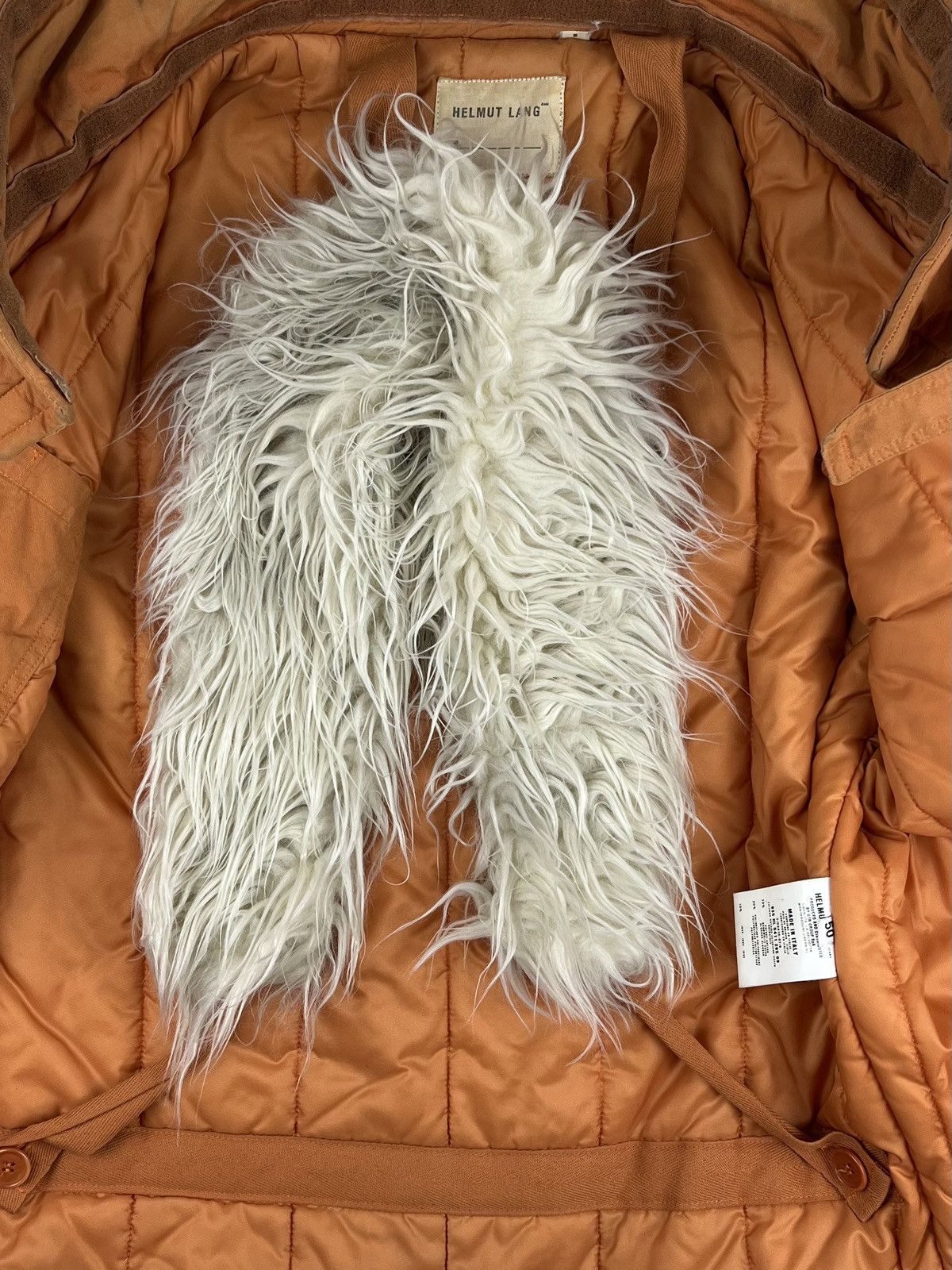 AW99 Helmut Lang Fur Astro Biker Jacket Runway Iron Orange