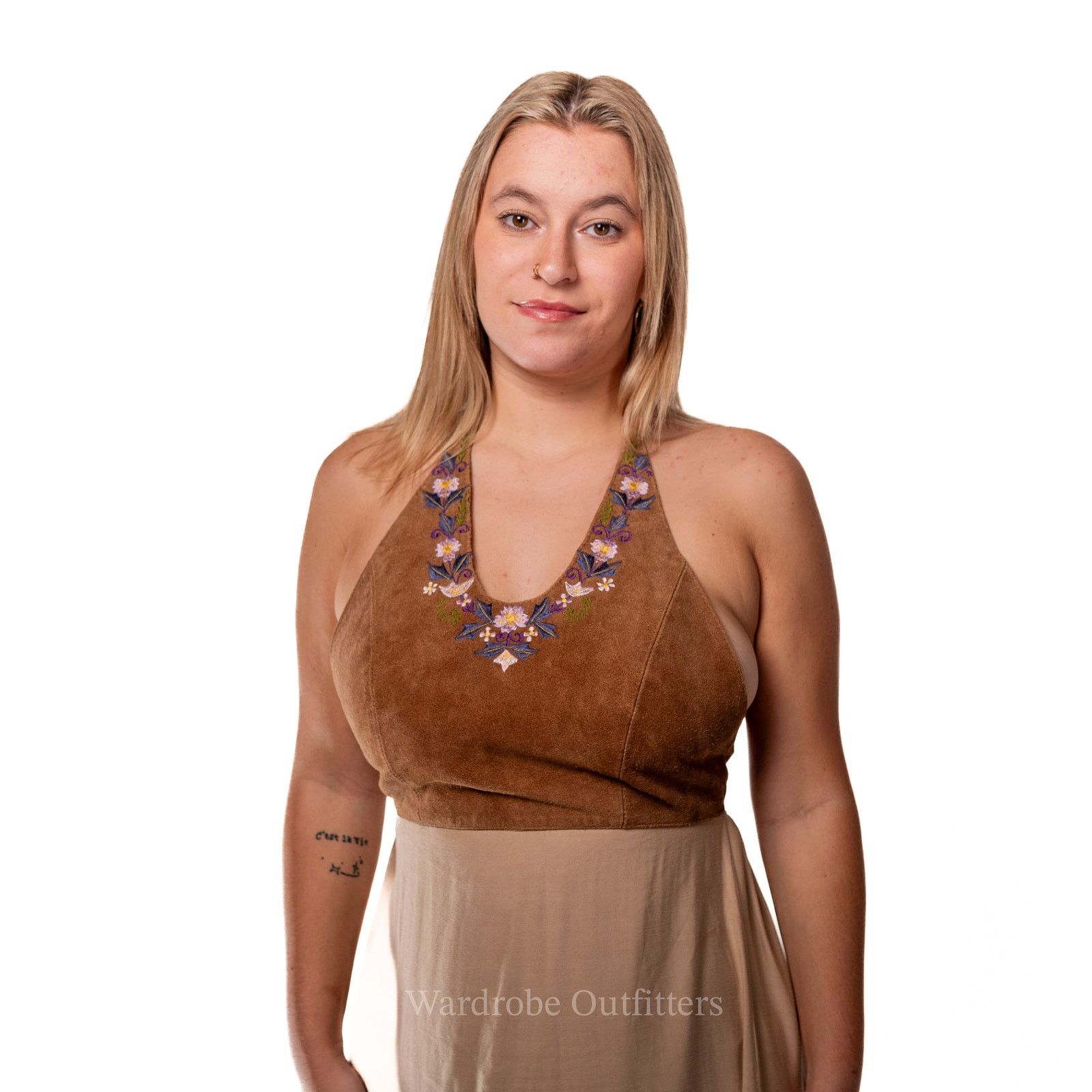 Vintage Vintage 1970s Suede Leather Flowy Dress Size M / US 6-8 / IT 42-44 - 7 Thumbnail