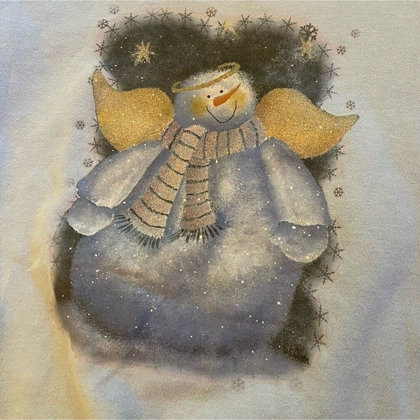 Jerzees Vintage Jerzees Sweatshirt Winter Snowman Blue Women’s Large Size L / US 10 / IT 46 - 2 Thumbnail