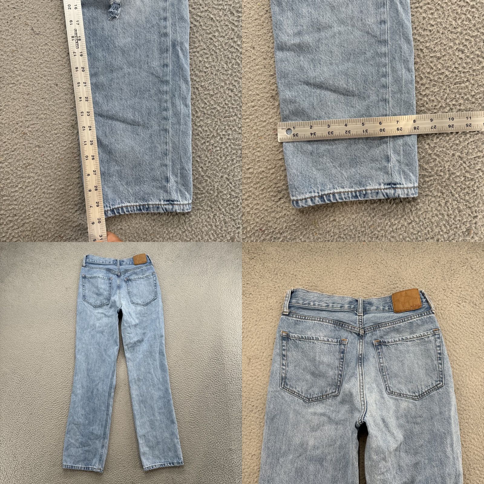 Vintage Aéropostale Jeans Women High Rise Straight Distressed Button Fly Size 0 Blue Denim Stretch 5-Pocket 90s Theme Size 25" / US 0 / IT 36 - 8 Thumbnail
