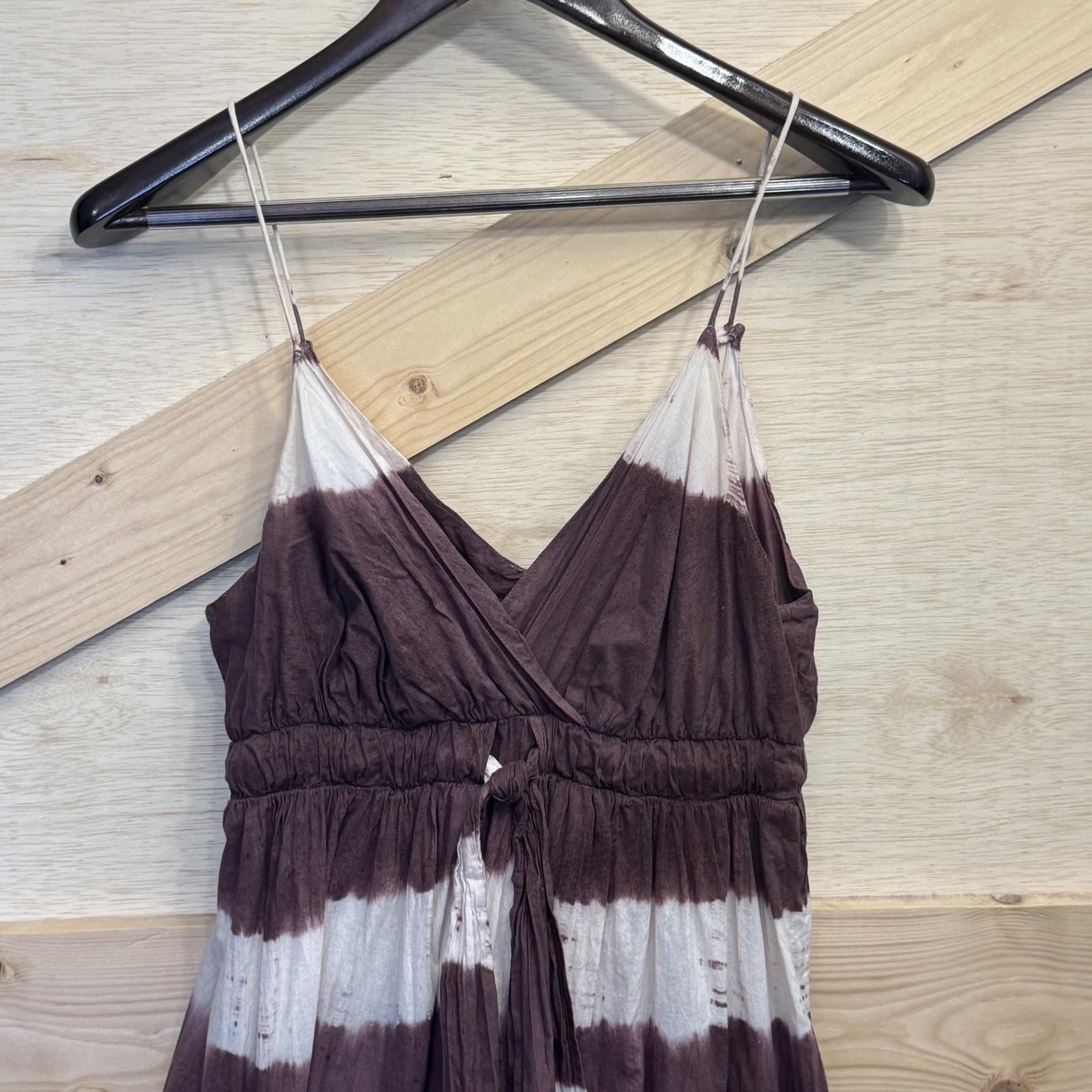 Designer Bohemian Tie-Dye Summer Dress, Spaghetti Straps Size L / US 10 / IT 46 - 4 Thumbnail