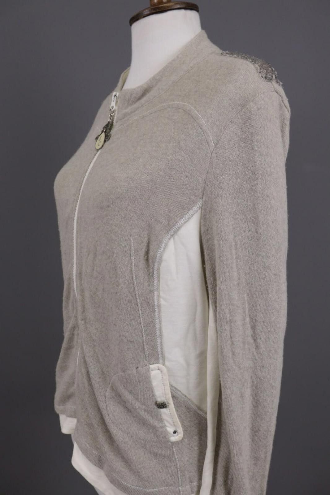 Designer Elisa Cavaletti Gray Full Zip Embroidered Sweater Size XL Size XL / US 12-14 / IT 48-50 - 9 Thumbnail