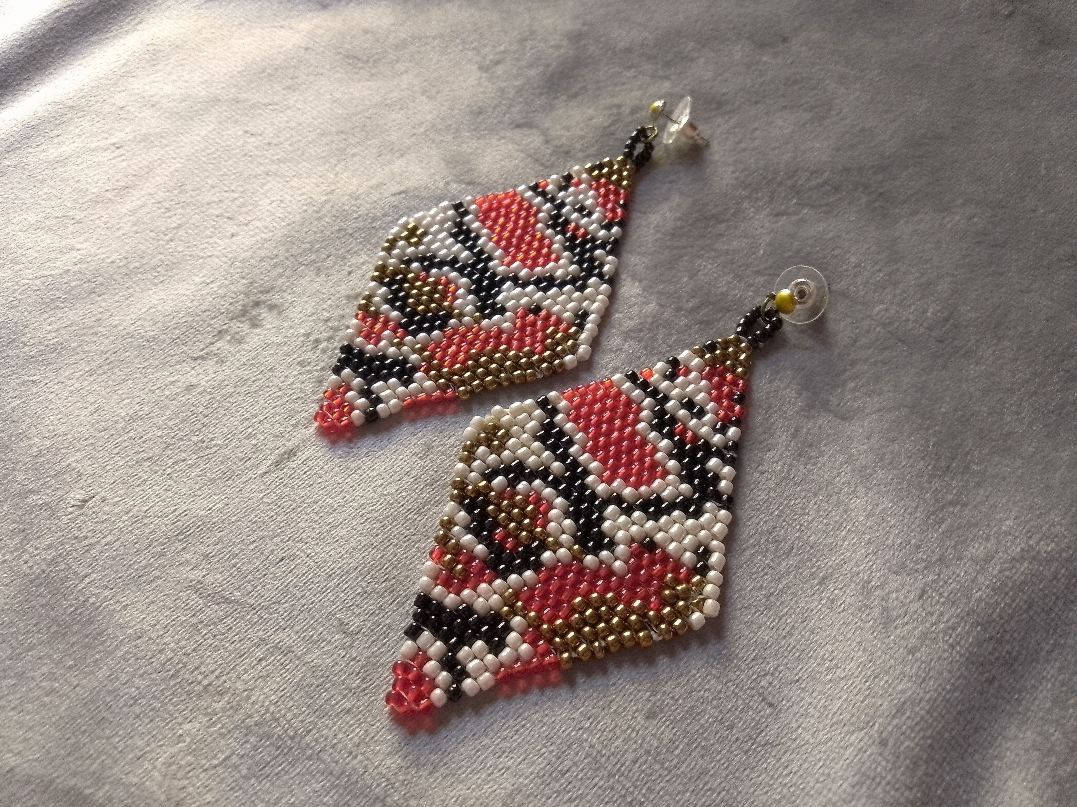 Handmade Earrings Snake Skin Patter Geometrical Shape Long Size ONE SIZE - 1 Thumbnail