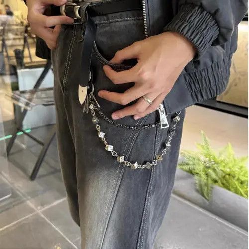 Jewelry Double Layered Dice Wallet Chain, Dice Keychain for Jeans Size ONE SIZE - 4 Thumbnail