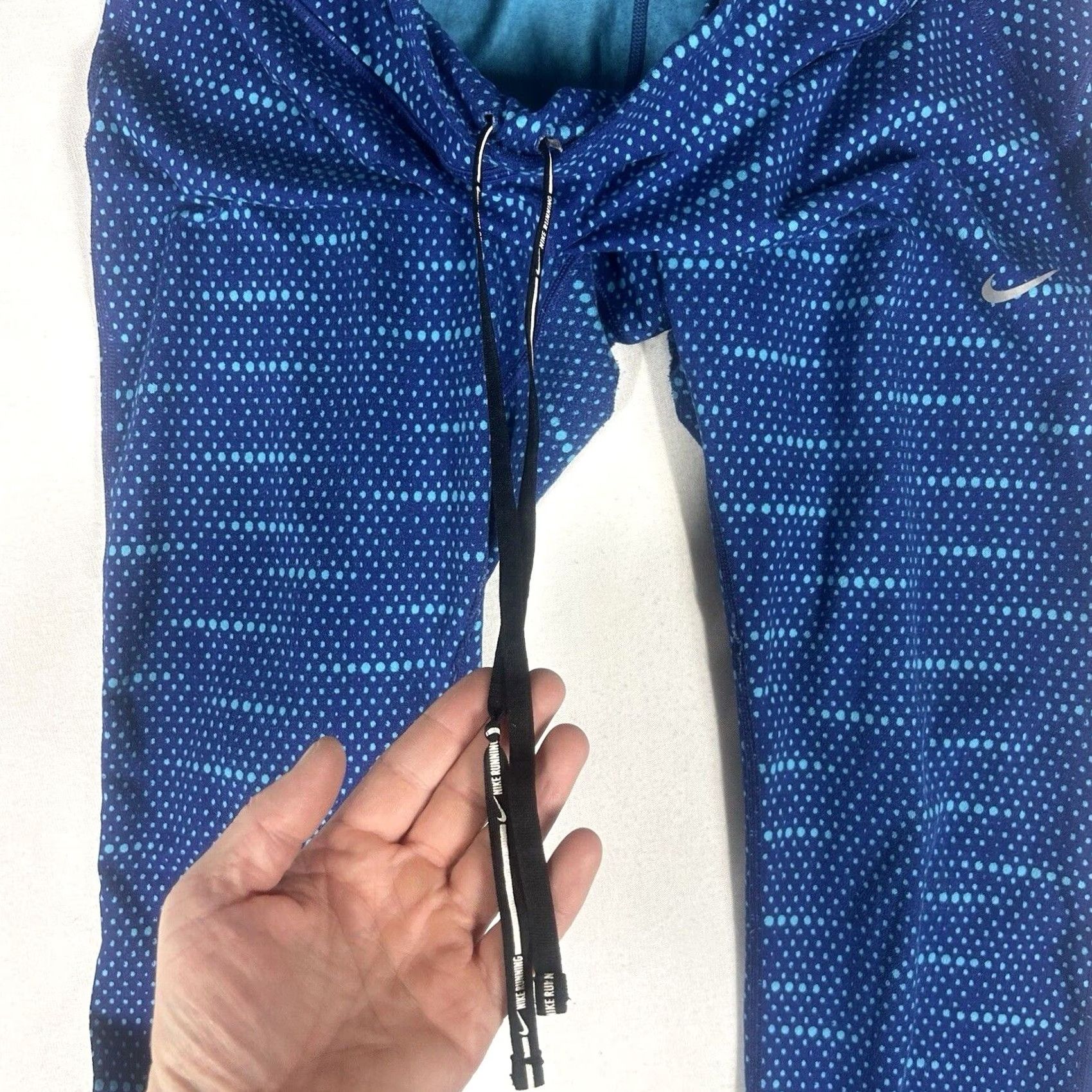 Nike Nike Dri-Fit Running Ankle Leggings Womens XL Blue Abstract Drawstring Gym Yoga Size 40" / US 18 - 7 Thumbnail