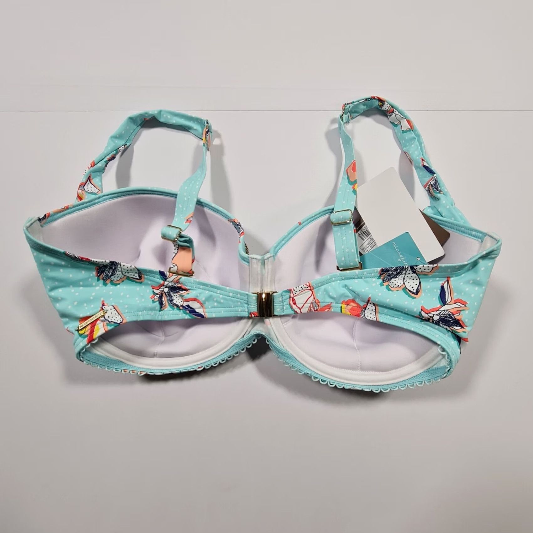 Vintage Sunseeker Womens Bikini Top Blue 14 UK Floral Underwired Swimming Bra EU 42F Size XL / US 12-14 / IT 48-50 - 5 Thumbnail