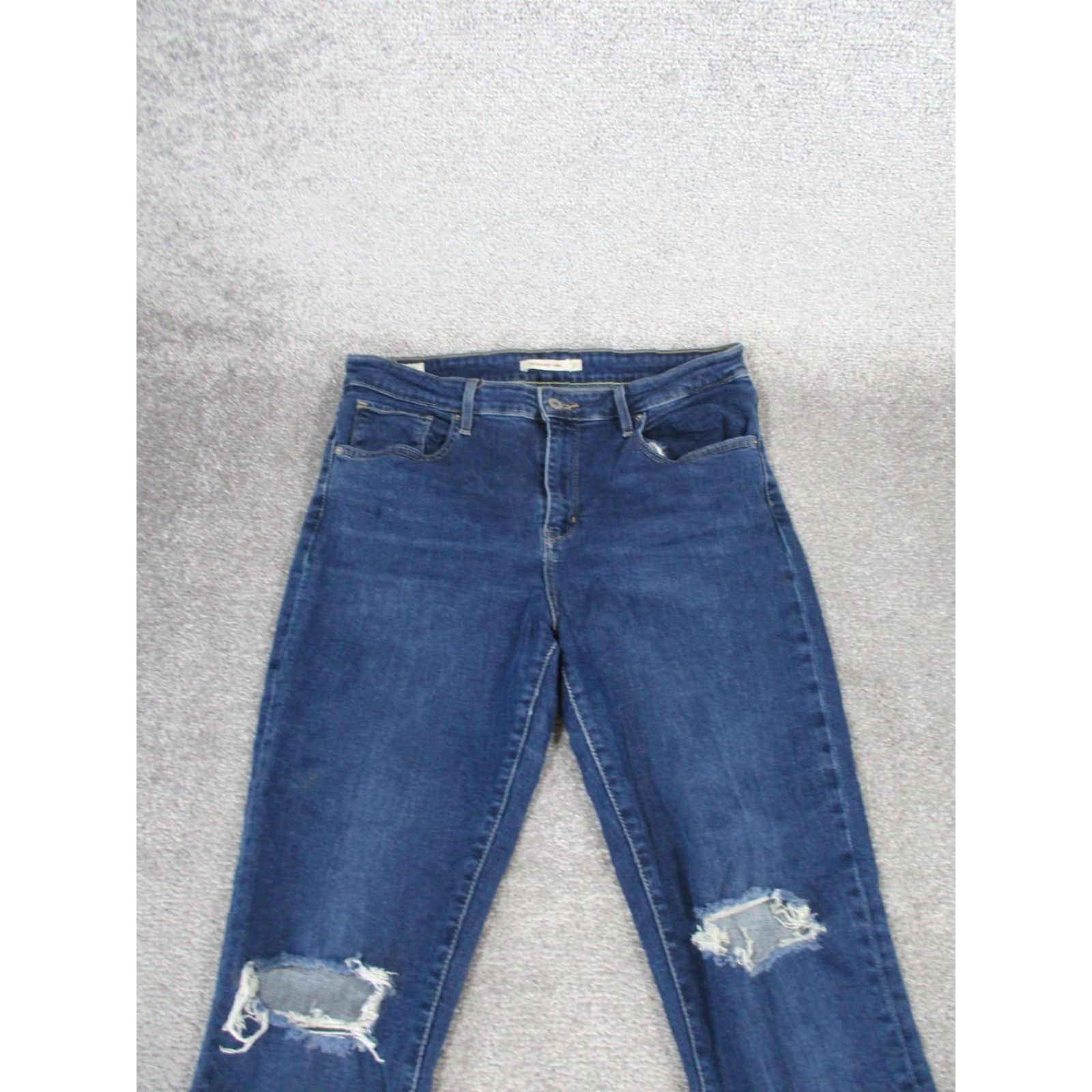 Levi's VINTAGE Levis 721 Jeans Womens 31 High Rise Skinny Dark Wash Denim Ripped Blues Size 24" / US 00 / IT 34 - 4 Thumbnail