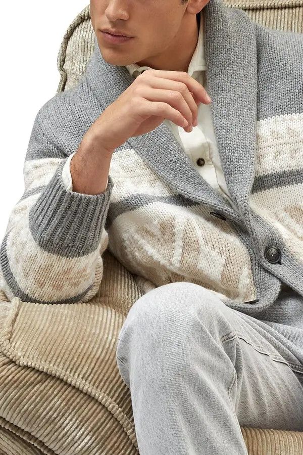 Brunello Cucinelli 0924 Cashmere Cardigan in Light Grey Size US XL / EU 56 / 4 - 6 Thumbnail