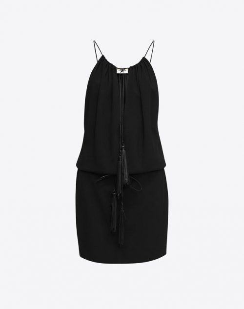 Saint Laurent Paris o1bcso1str1125 Tassel Mini Dress in Black Size M / US 6-8 / IT 42-44 - 1 Preview