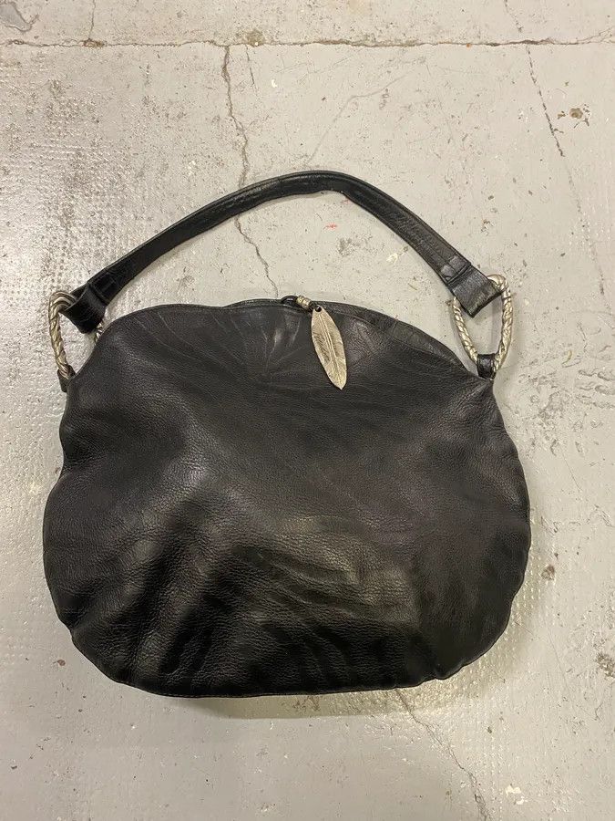 Roberto Cavalli 2010s Roberto Cavalli Black Leather Feather Handle Bag Size ONE SIZE - 1 Thumbnail