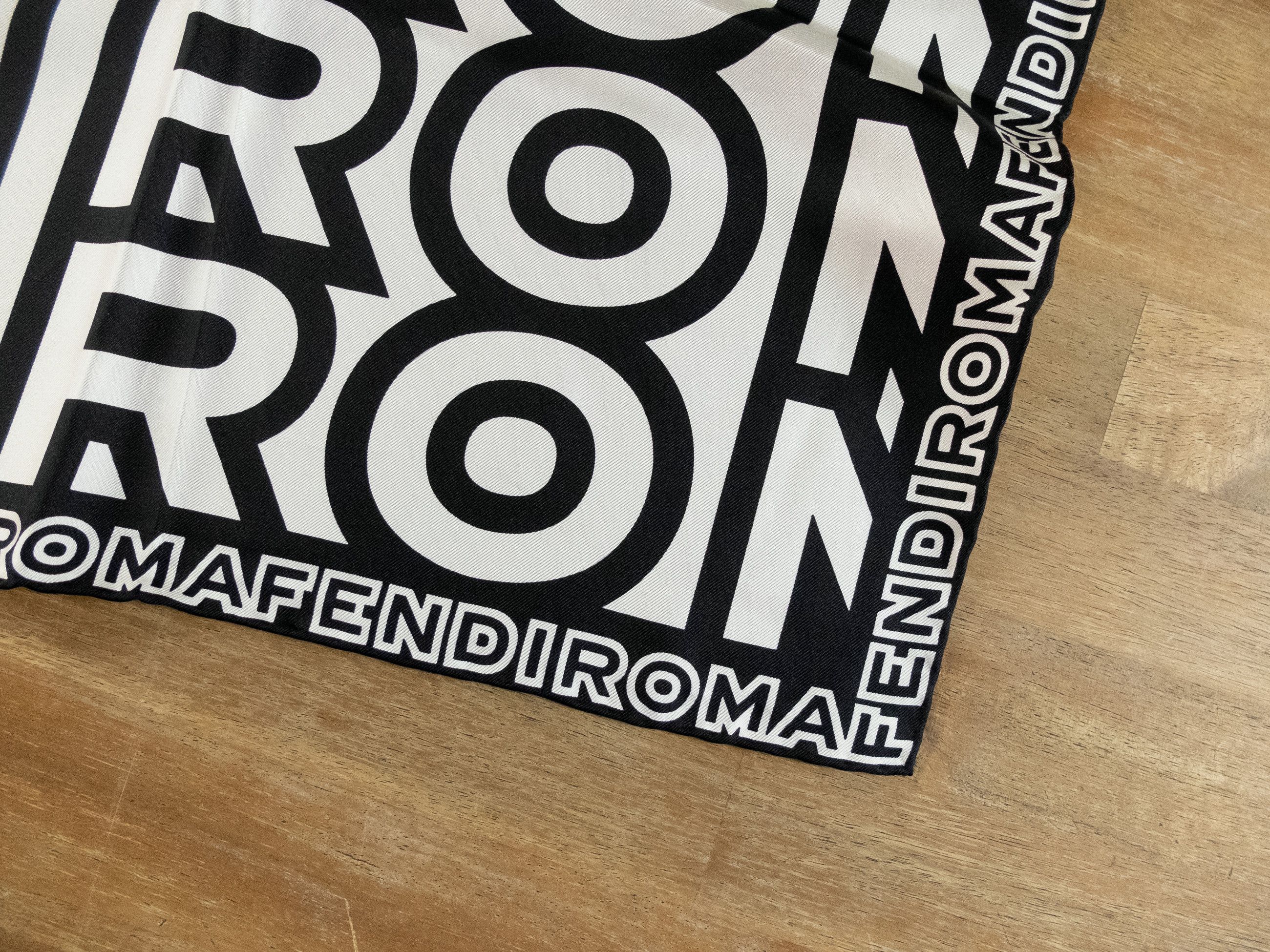 Fendi FENDI x Marc Jacobs black white logo print silk square scarf Size ONE SIZE - 3 Thumbnail