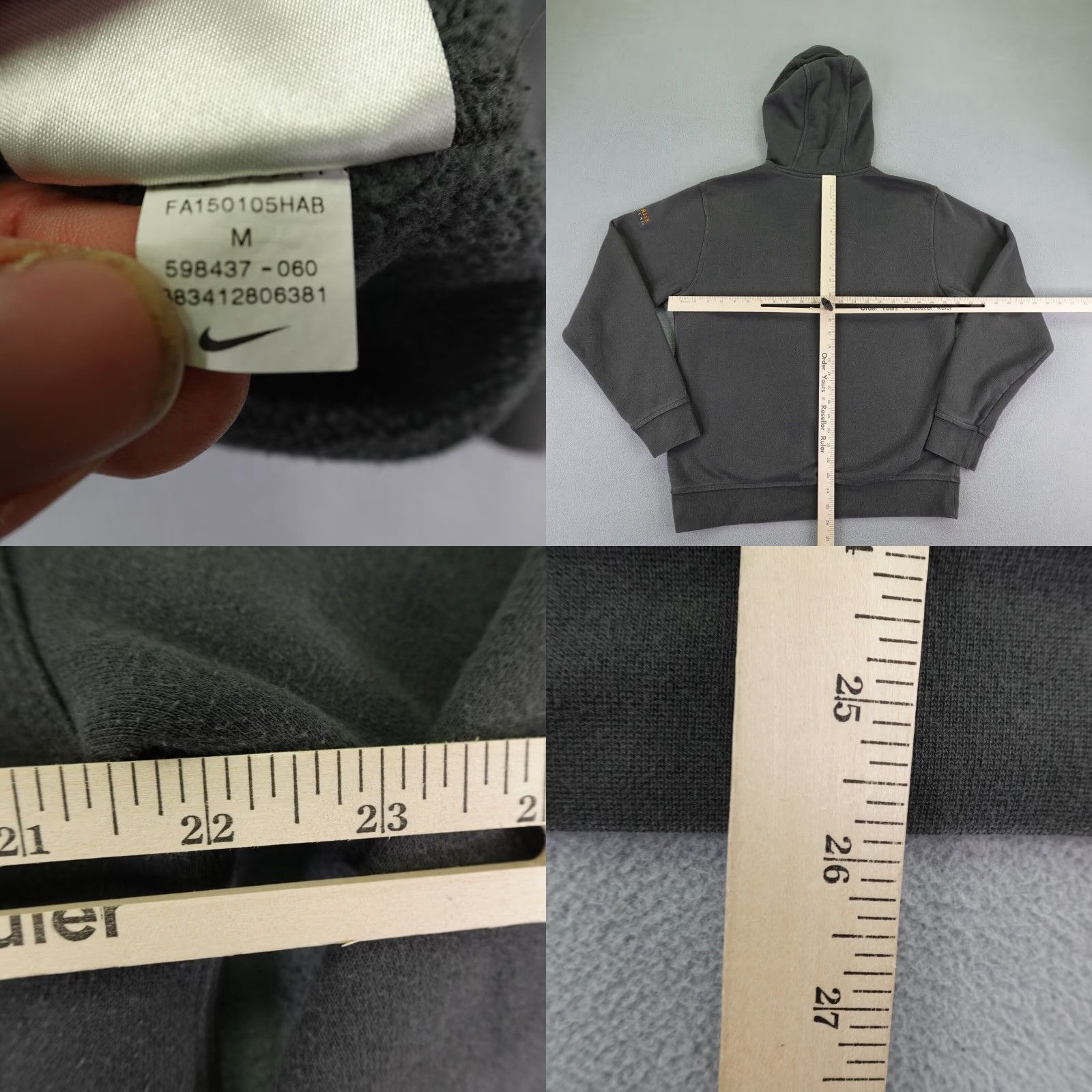 Nike Nike Hoodie Mens Medium Gray Center Swoosh Club Fleece Pullover ^ Size US M / EU 48-50 / 2 - 8 Thumbnail