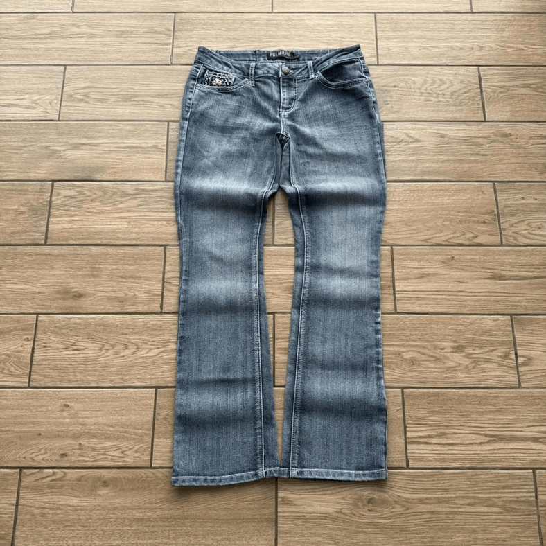 rue21 Y2K Premiere Rue 21 Cross Embroidered Denim Jeans Size 32" / US 10 / IT 46 - 2 Thumbnail