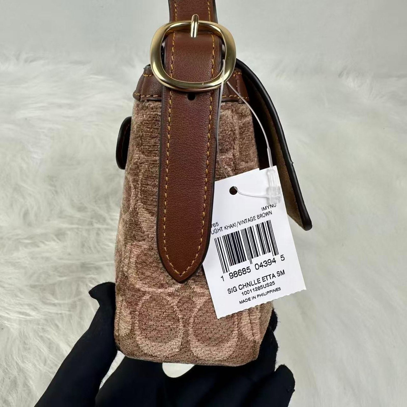 Coach Coach Etta Small Shoulder Sig Chenille Khaki/Vintage Brown Size ONE SIZE - 4 Thumbnail