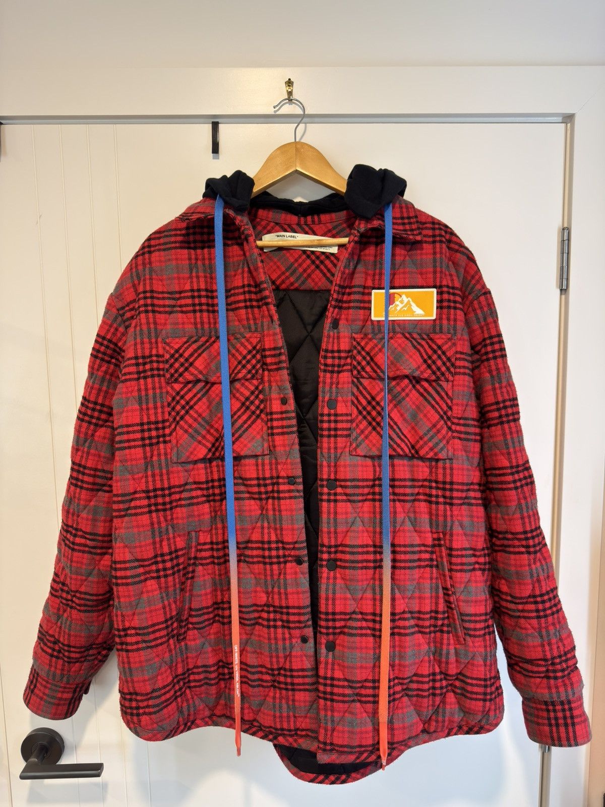 Off-White OFF-WHITE RED HOODED FLANNEL JACKET Size US S / EU 44-46 / 1 - 3 Thumbnail