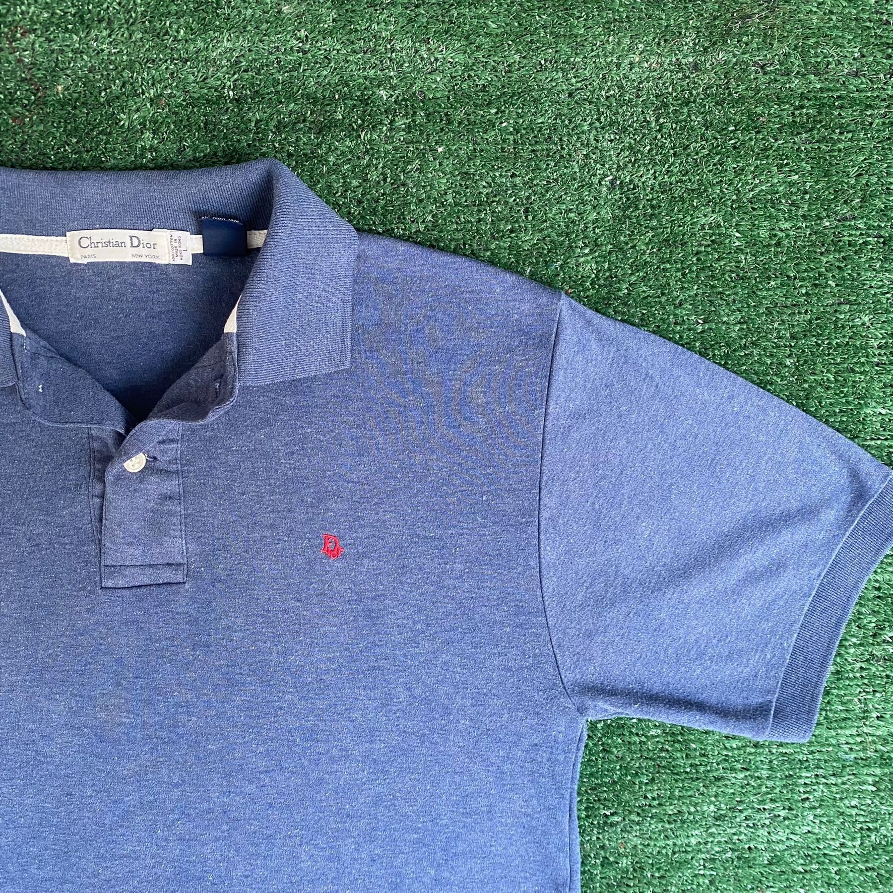 Christian Dior Monsieur Vintage 80s Christian Dior Polo Blue Logo Mongram Shirt Size US L / EU 52-54 / 3 - 2 Thumbnail