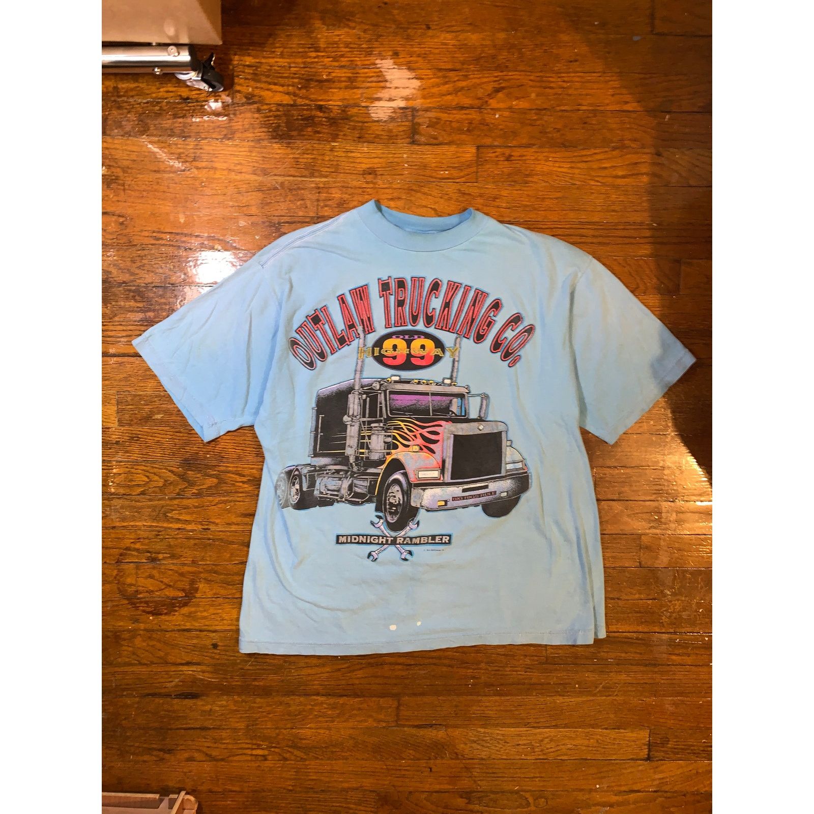 Other × Vintage Outlaw Trucking Co T-Shirt XL Light Blue Racing 1999 Size US XL / EU 56 / 4 - 2 Thumbnail
