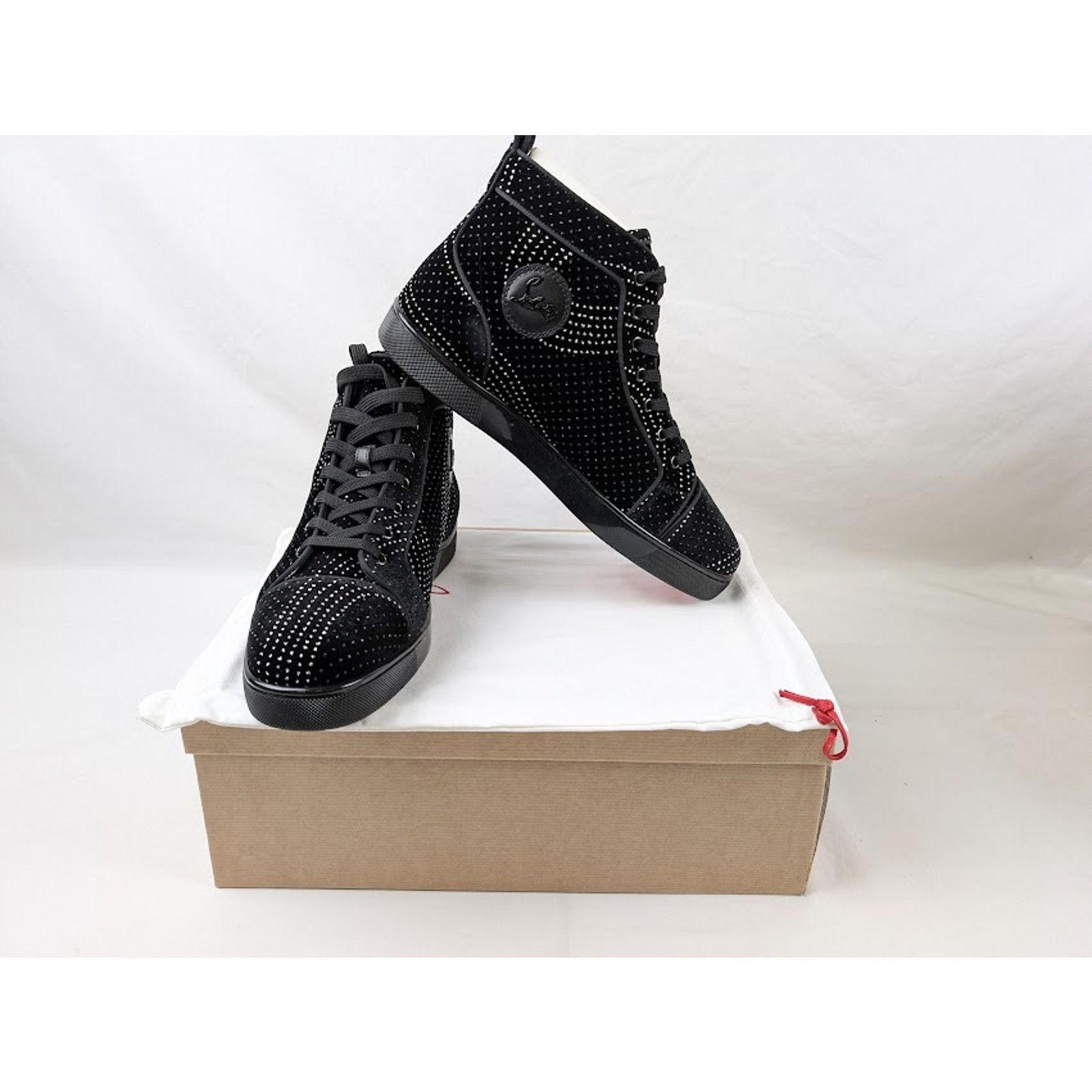 Christian Louboutin o1rshd1 Louis Orlato Flat Hi-Top Sneakers in Black/Silver Size US 11 / EU 44 - 15 Thumbnail