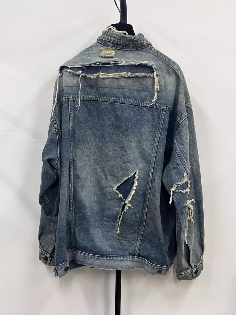 Balenciaga Balenciaga Distressed Denim Jacket-2505 Size US XS / EU 42 / 0 - 2 Thumbnail