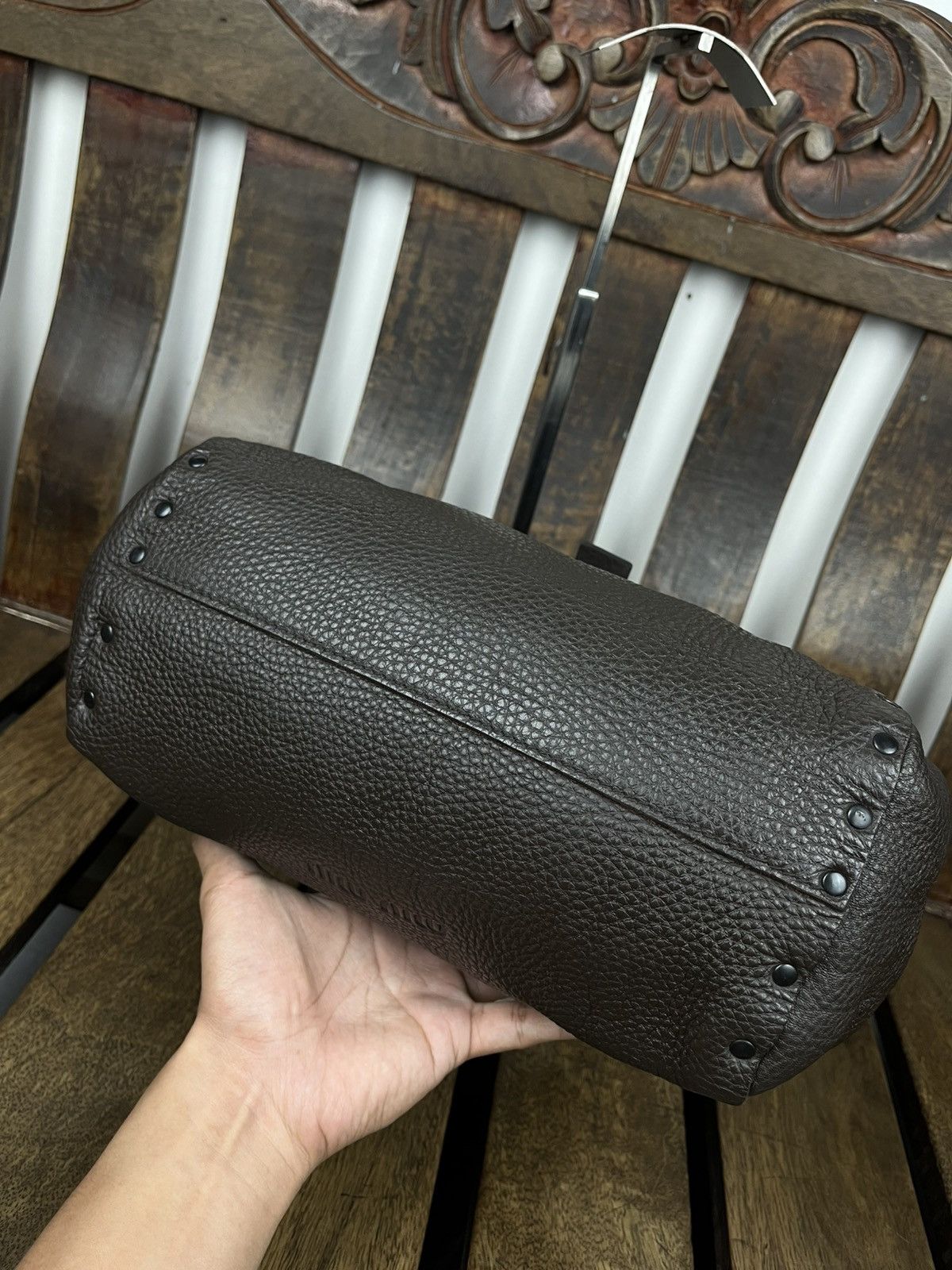 Miu Miu 90s Studded Grained Leather Shoulder Bag - Archive