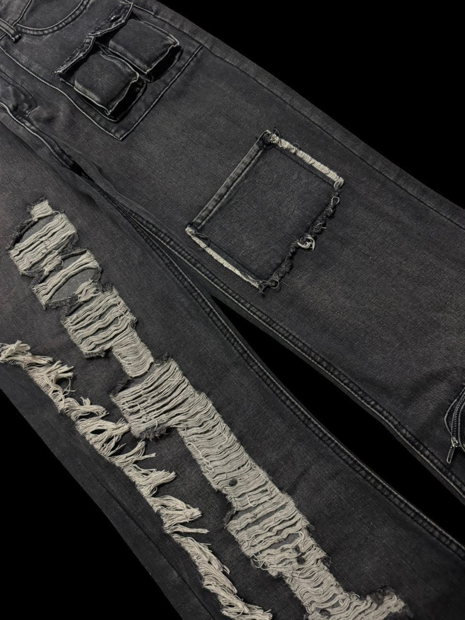 Beauty Beast 💥Insane💥🇯🇵 Mega Flare Dark Jean Baggy Flare Bag Pocket Style Size US 28 / EU 44 - 9 Thumbnail