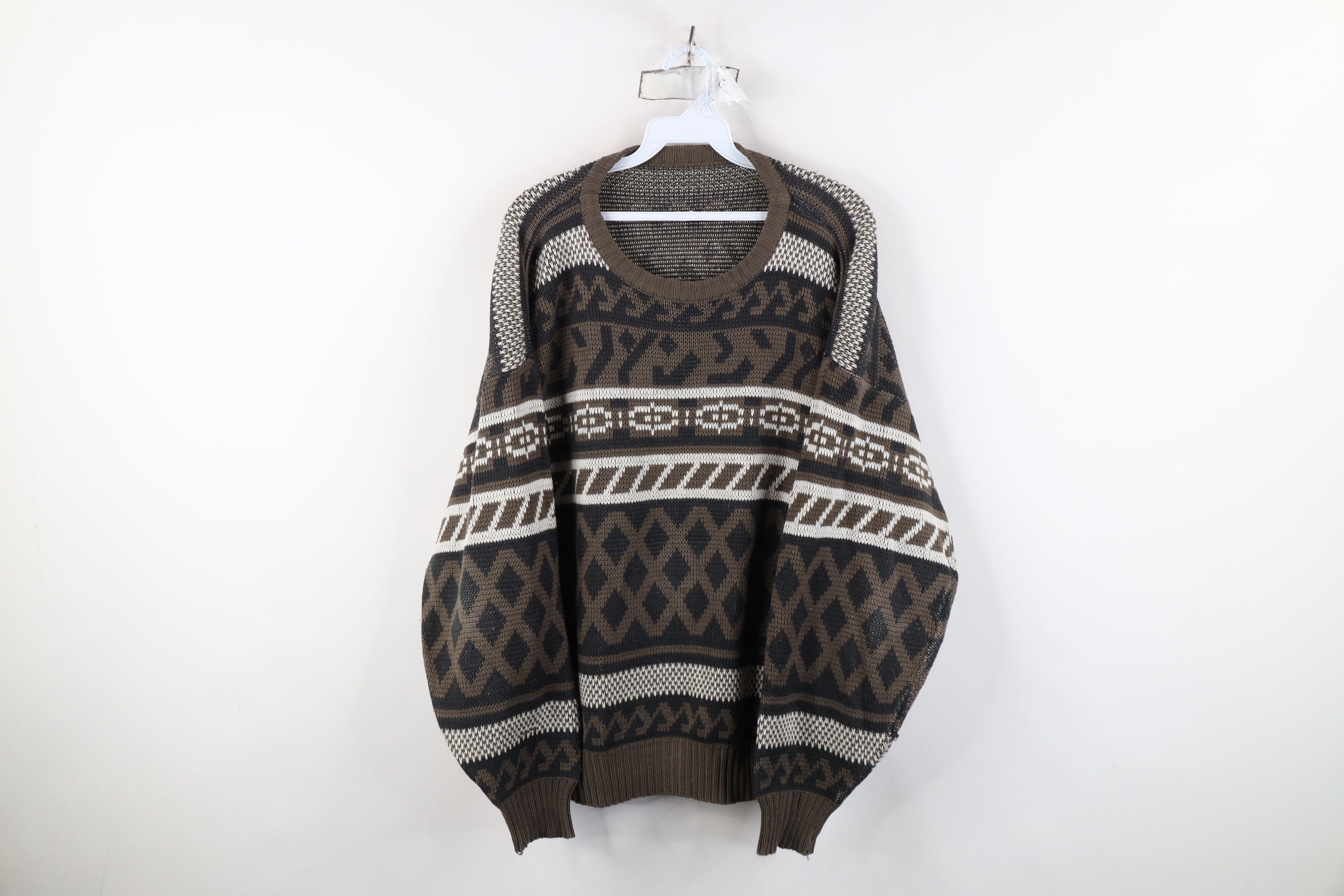 Vintage Vintage 90s Streetwear Geometric Fair Isle Knit Sweater Size US L / EU 52-54 / 3 - 1 Thumbnail