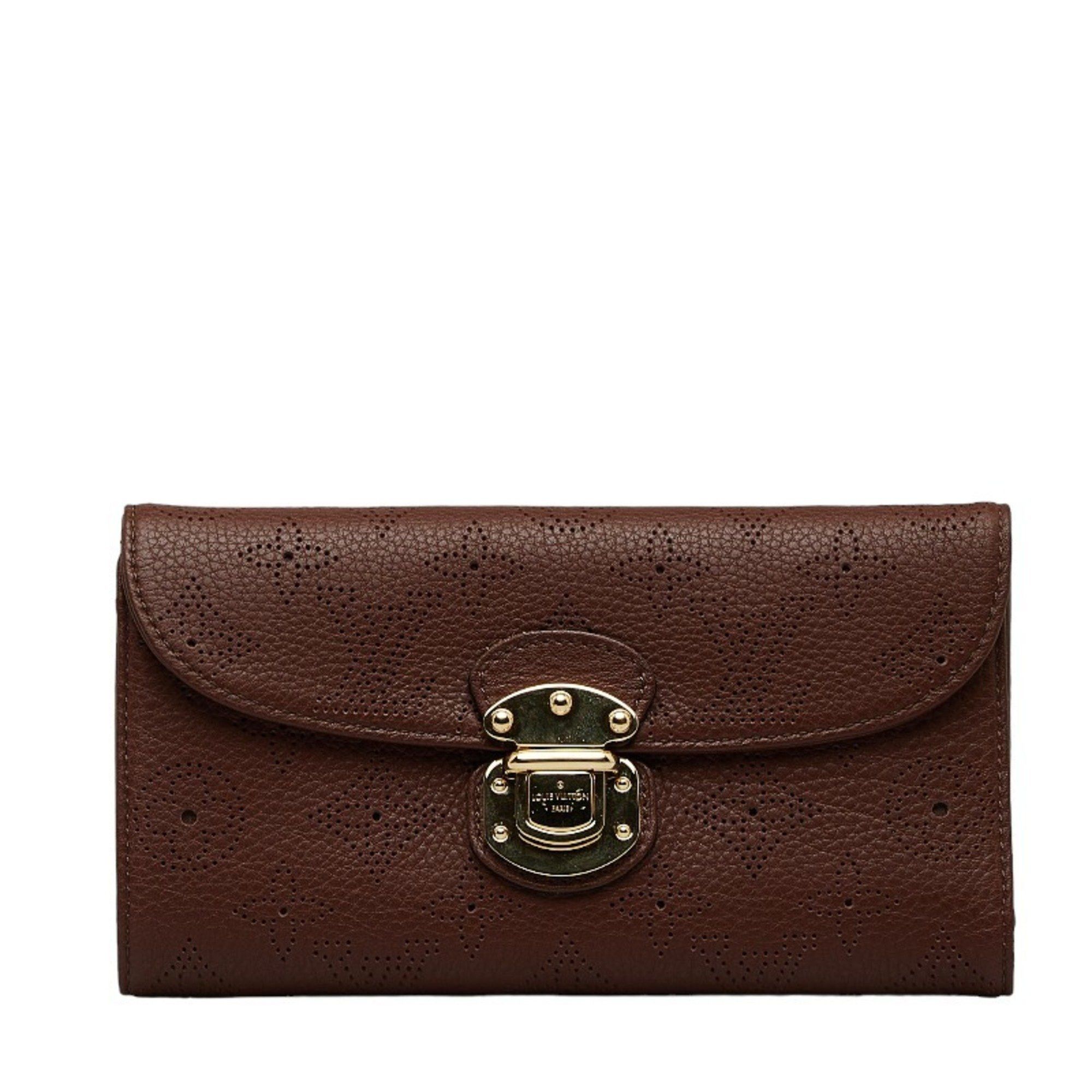 image of Louis Vuitton Mahina Portefeuille Amelia Long Wallet Brown Leather Ladies Louis Vuitton, Women's
