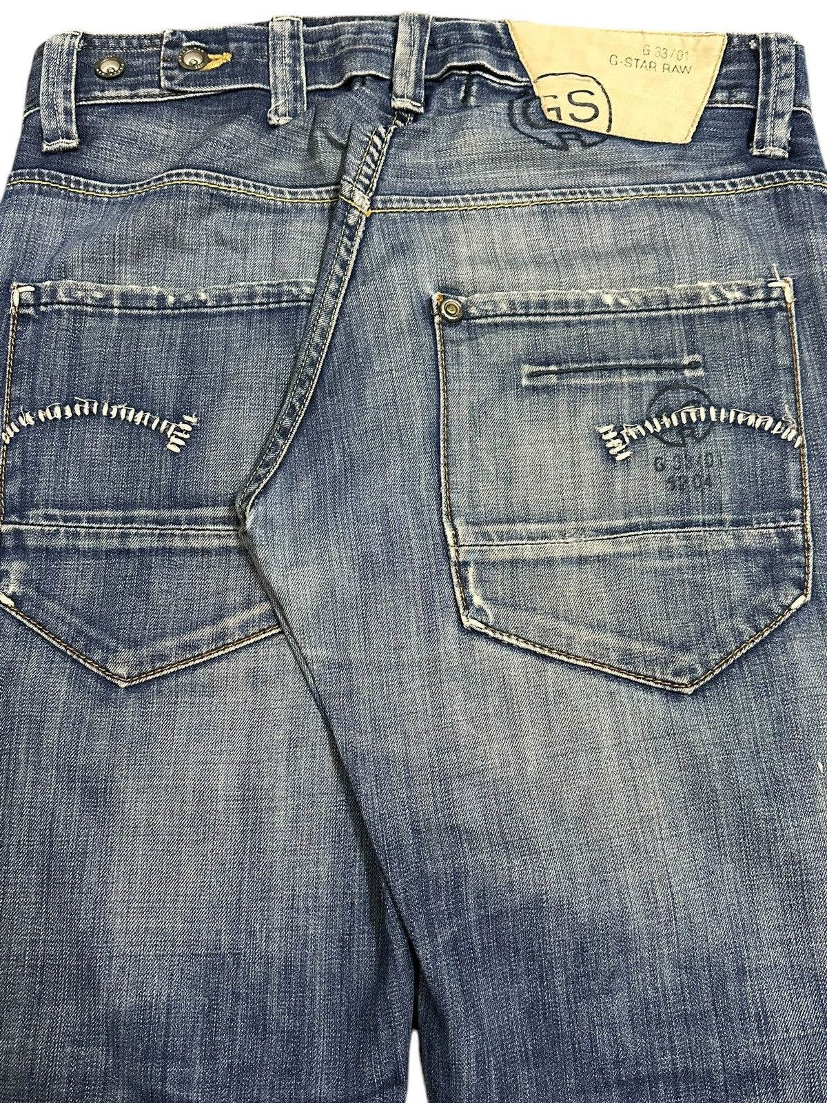 G-Star Vintage Japanese G Star Raw Blue Wash Distress Loose Jeans Size US 32 / EU 48 - 6 Thumbnail