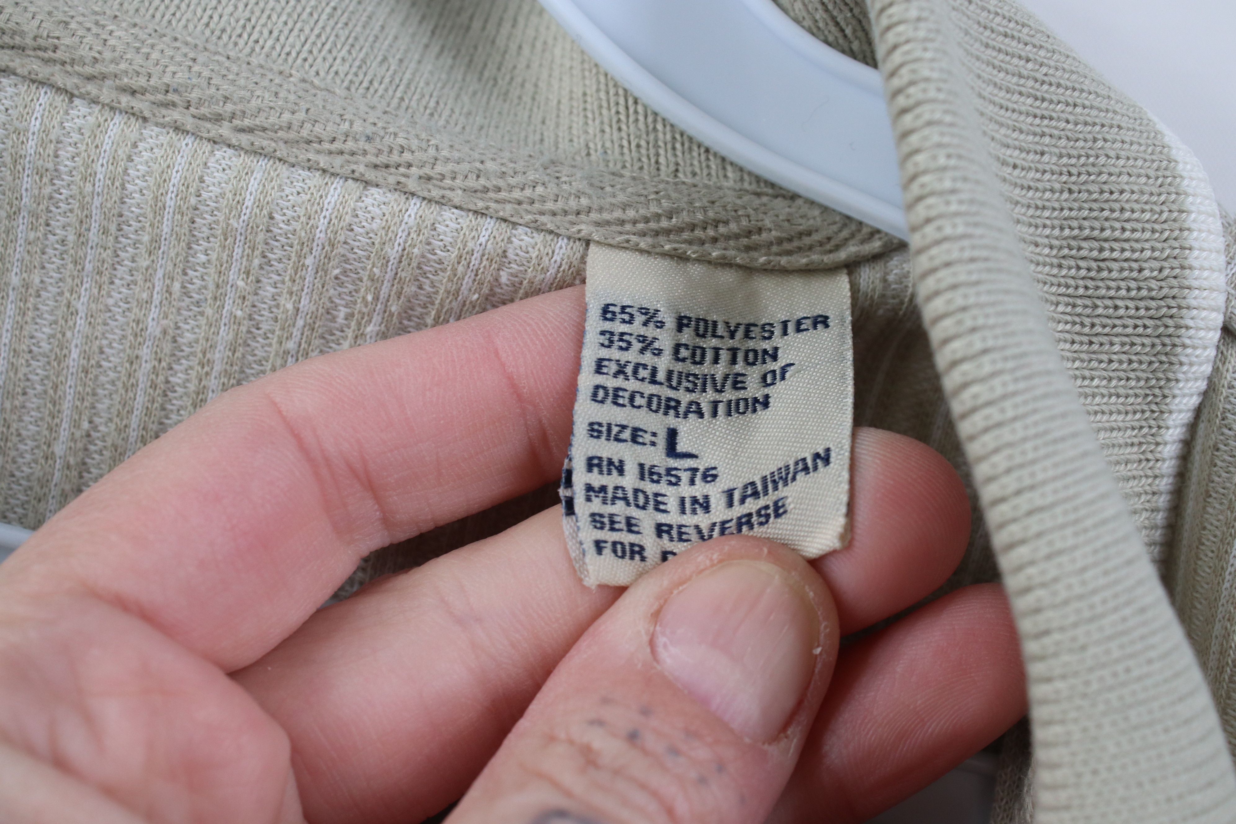 Vintage Vintage 90s Streetwear Ribbed Knit Pullover Polo Shirt Beige Size US L / EU 52-54 / 3 - 6 Thumbnail