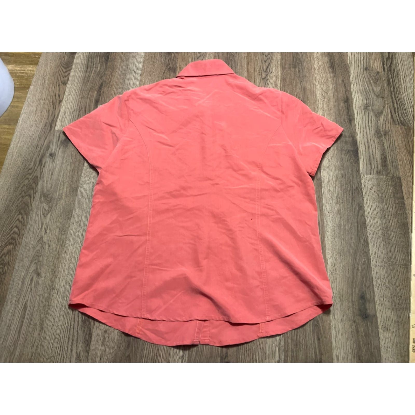 Croft & Barrow Croft & Barrow Shirt Women XL Orange Short Sleeve Button-Up Collared Solid Casual Womens Size XL / US 12-14 / IT 48-50 - 2 Thumbnail