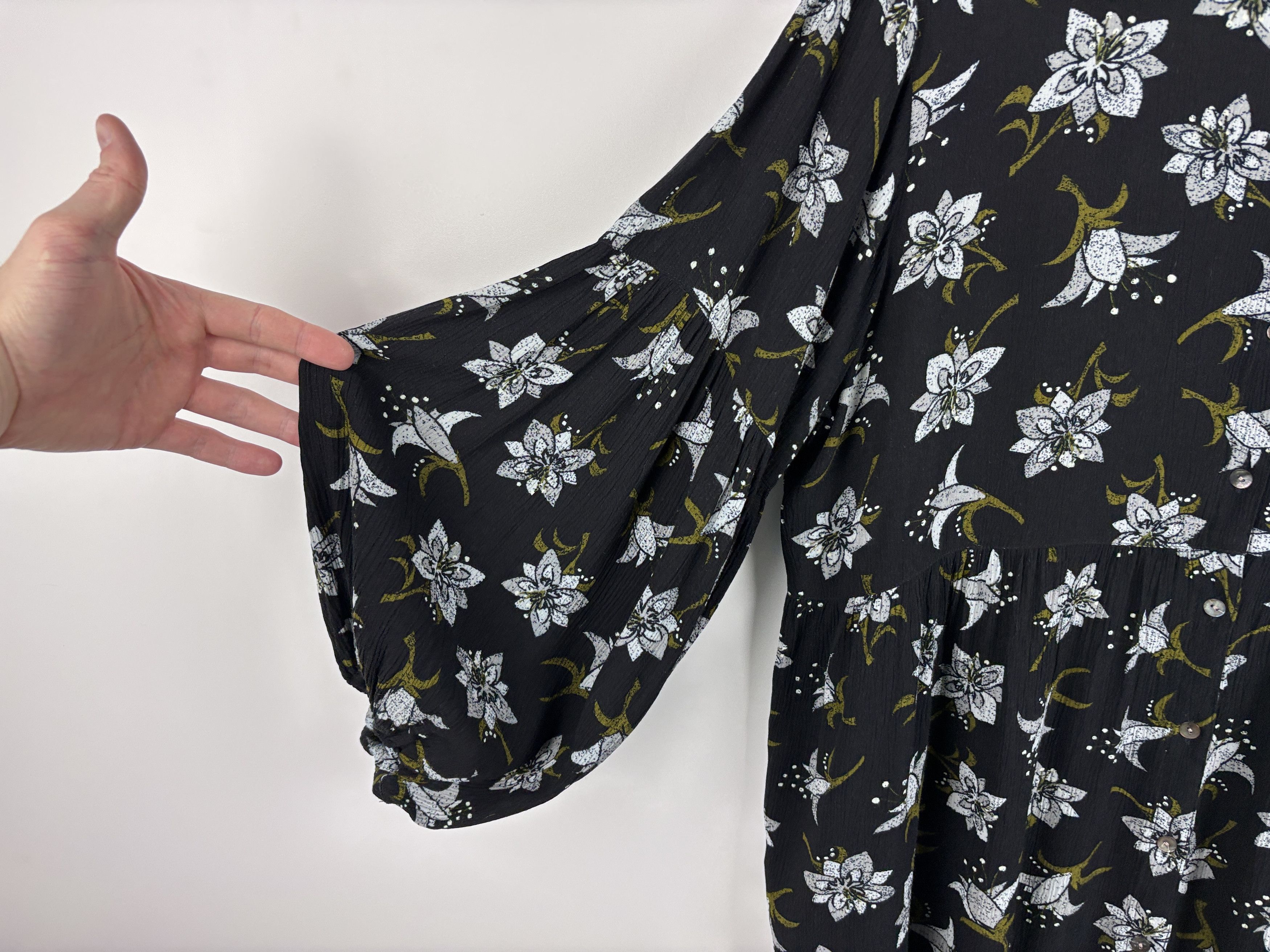 Gudrun Sjoden Gudrun Sjoden Tunic Babydoll Floral Shirt Dress Black Size L Size L / US 10 / IT 46 - 4 Thumbnail