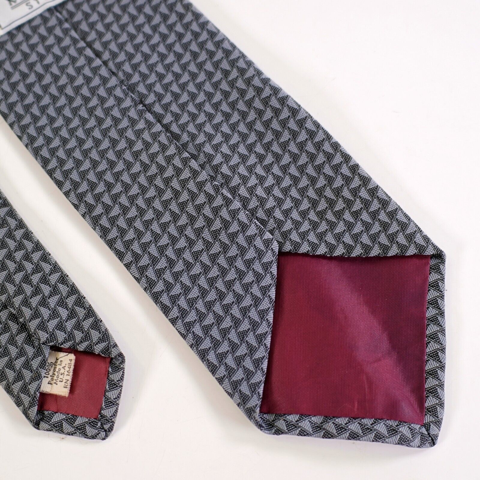 Designer The Men's Store Gray Silk Geometric Polyester Tie Size ONE SIZE - 5 Thumbnail