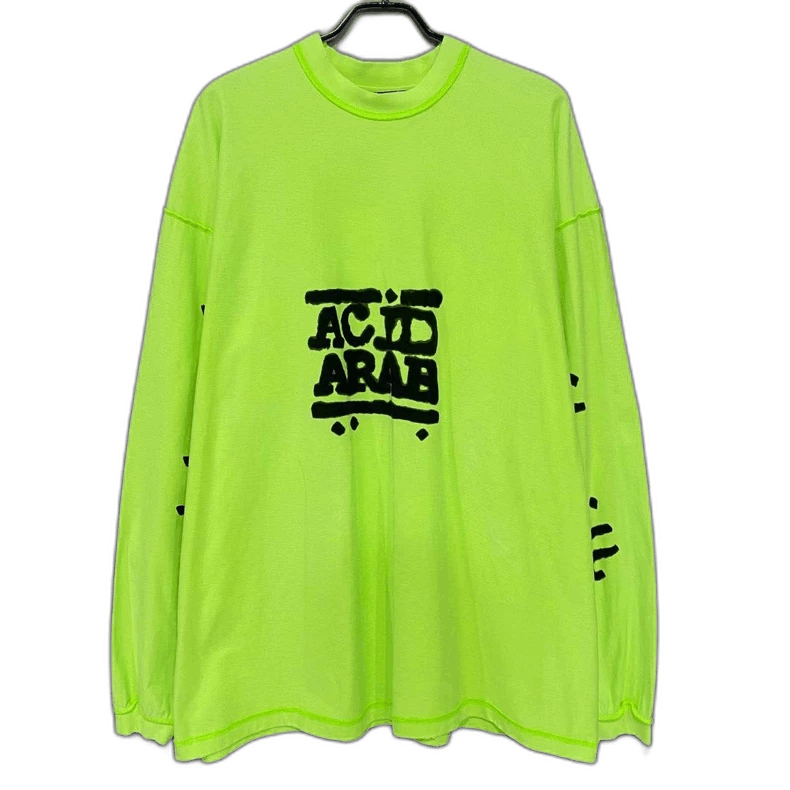 Balenciaga Fluorescent Green Long Sleeve Graphic Shirt Size US M / EU 48-50 / 2 - 1 Thumbnail