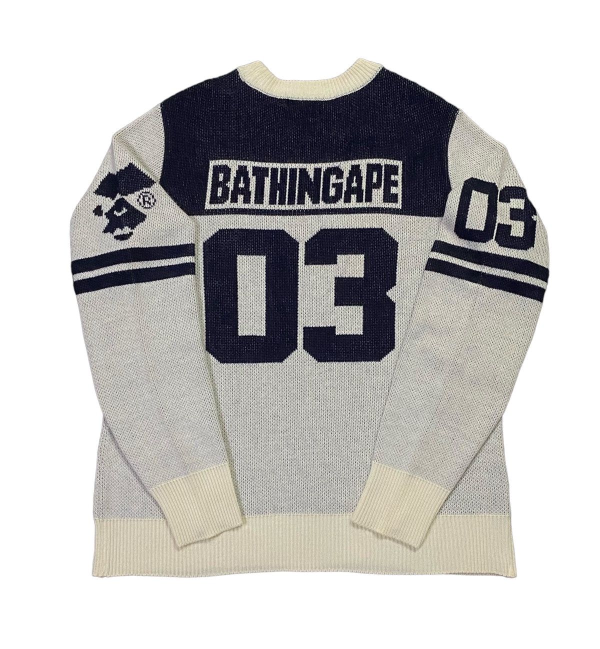 Bape × Nigo Vintage A Bathing Ape Numbering Knit Sweater Size US L / EU 52-54 / 3 - 3 Thumbnail