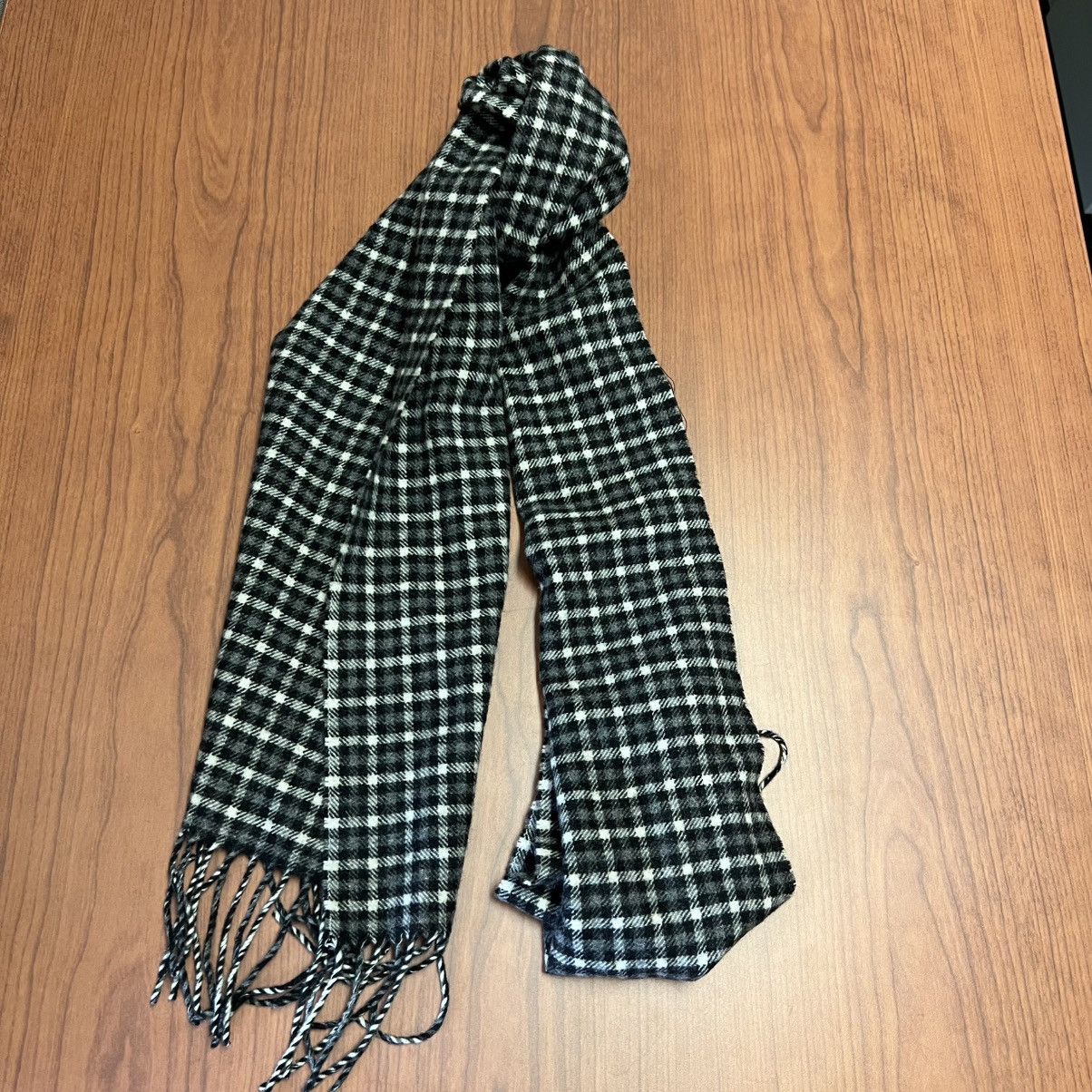 Enzo Mantovani Enzo Mantovani 100% Cashmere Black White Check Scarf Size ONE SIZE - 1 Thumbnail