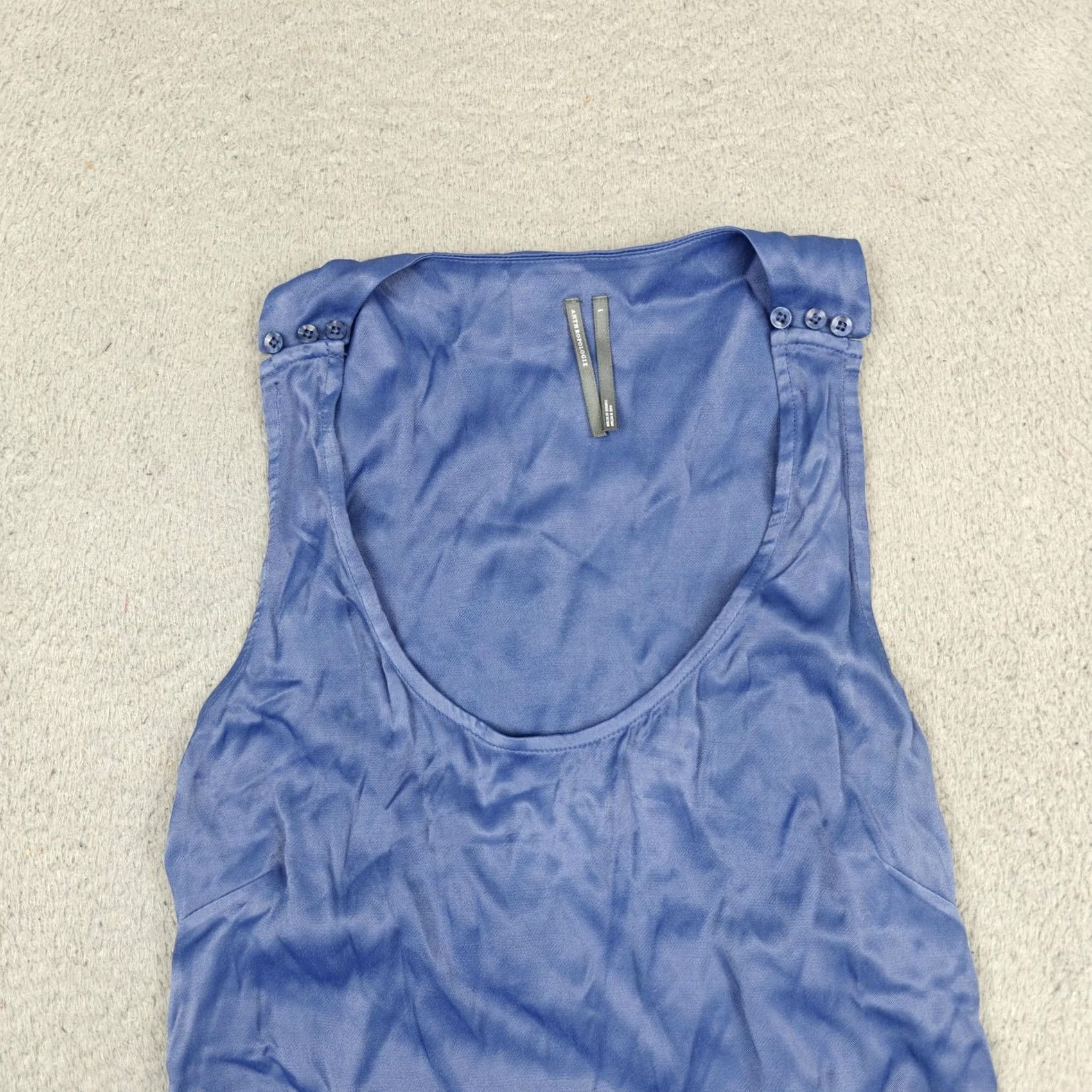 Anthropologie Anthropologie Tank Top Womens Large Blue Viscose Button Shoulder Scoop Neck Size L / US 10 / IT 46 - 3 Thumbnail