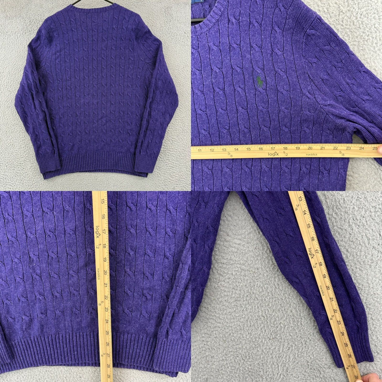 Polo Ralph Lauren VINTAGE Polo Ralph Lauren Sweater Mens XL Purple Long Sleeve 100% Silk Cable Knit Preppy Size US XL / EU 56 / 4 - 8 Thumbnail
