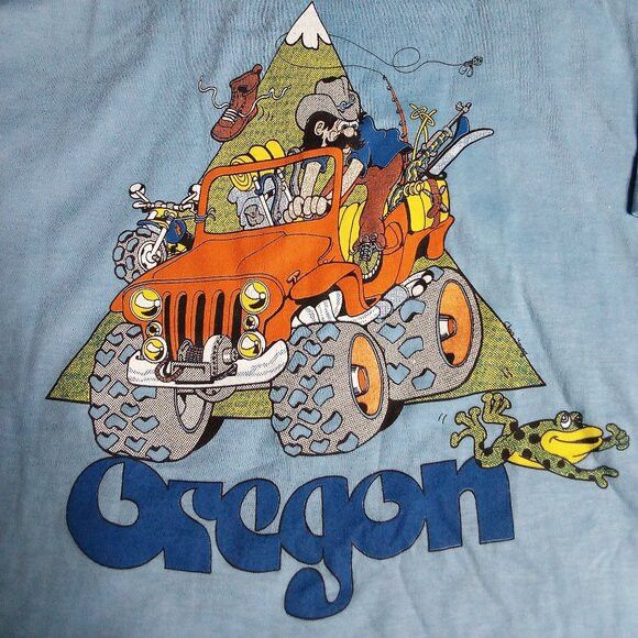 Vintage Deadstock Vintage 80s Oregon Jeep Illustration T-Shirt Size US L / EU 52-54 / 3 - 1 Thumbnail