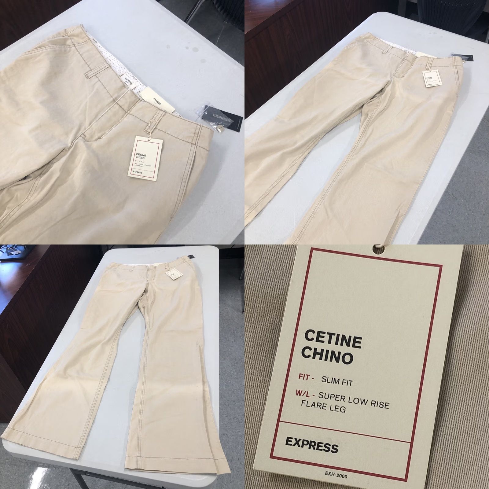 Express NWT Express Cetine Chino Pants Tan Khaki Slim Flare Leg Low Rise Women Size 8 Size ONE SIZE - 9 Thumbnail
