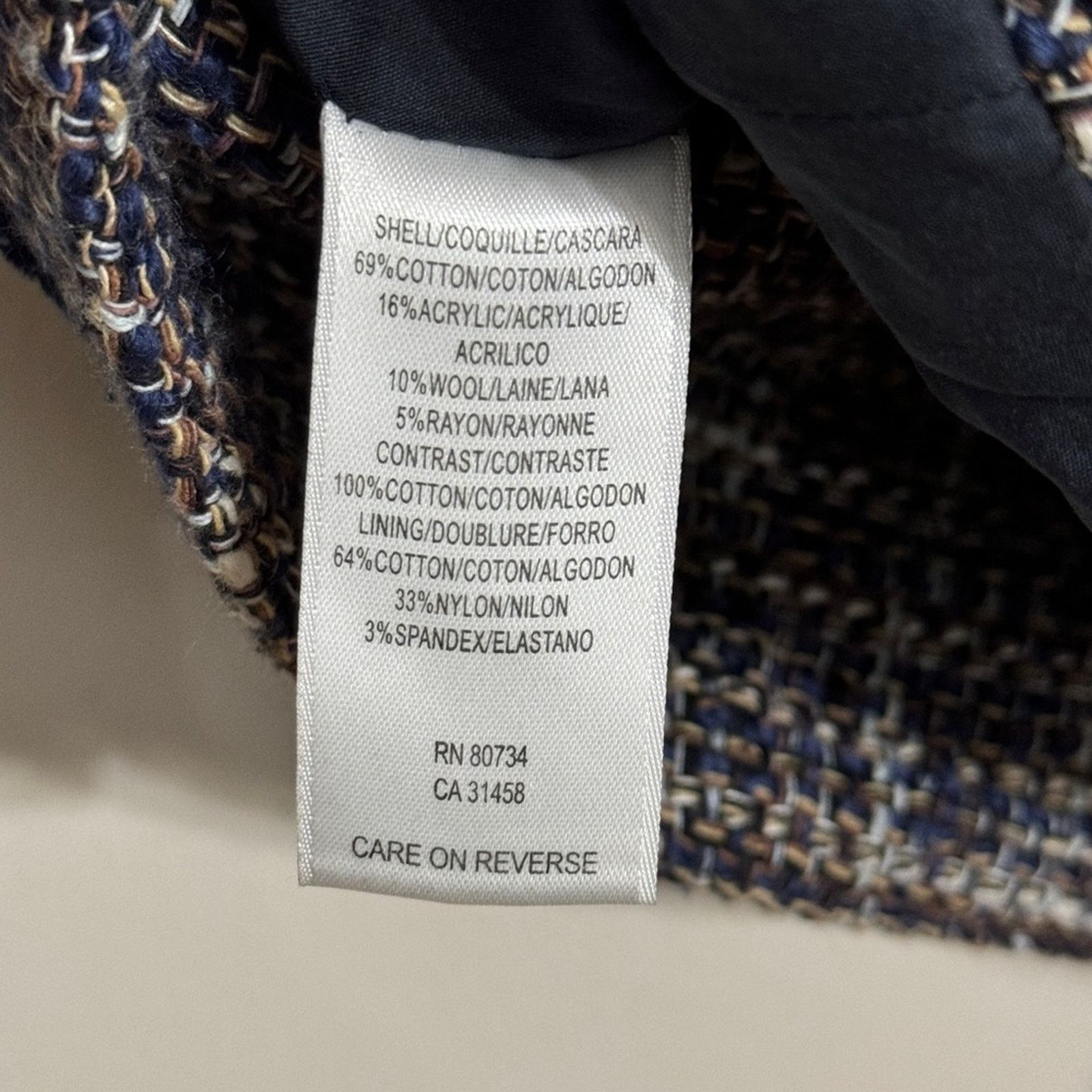 Other BCBGMaxazria Cap Sleeve Tweed Blazer Blue Ivory Size M Size M / US 6-8 / IT 42-44 - 4 Thumbnail