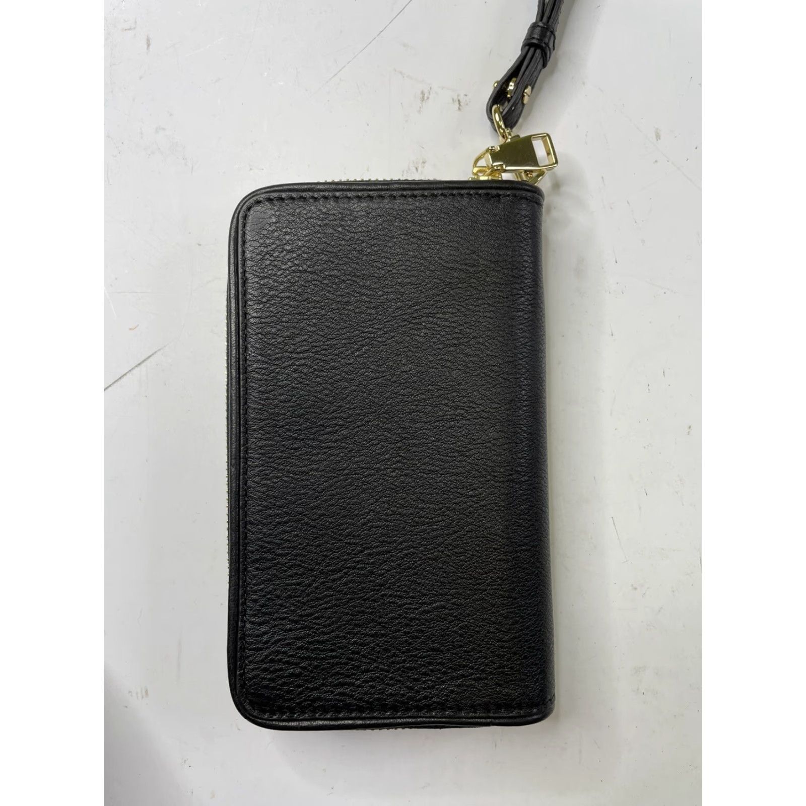 Tory Burch Tory Burch Wallet Zip-Around Black Leather Gold Logo Britten Smart Phone Wristlet Women Black Leather Zip-Around Wallet Size ONE SIZE - 4 Thumbnail
