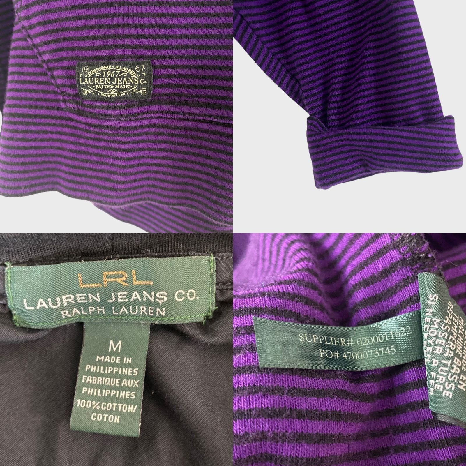 Ralph Lauren Lauren Ralph Lauren Hoodie Womens Medium Purple Striped Long Sleeve Pullover Sweatshirt Size M / US 6-8 / IT 42-44 - 8 Thumbnail
