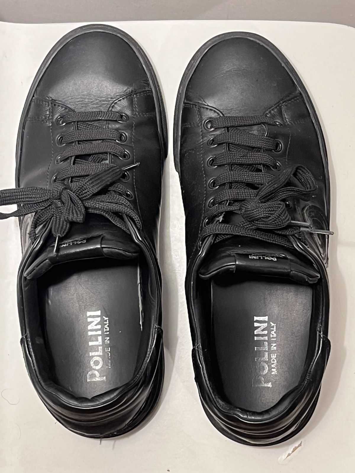 Pollini Pollini 1953 Black Leather Low Top Sneakers Size US 10.5 / EU 43-44 - 6 Thumbnail