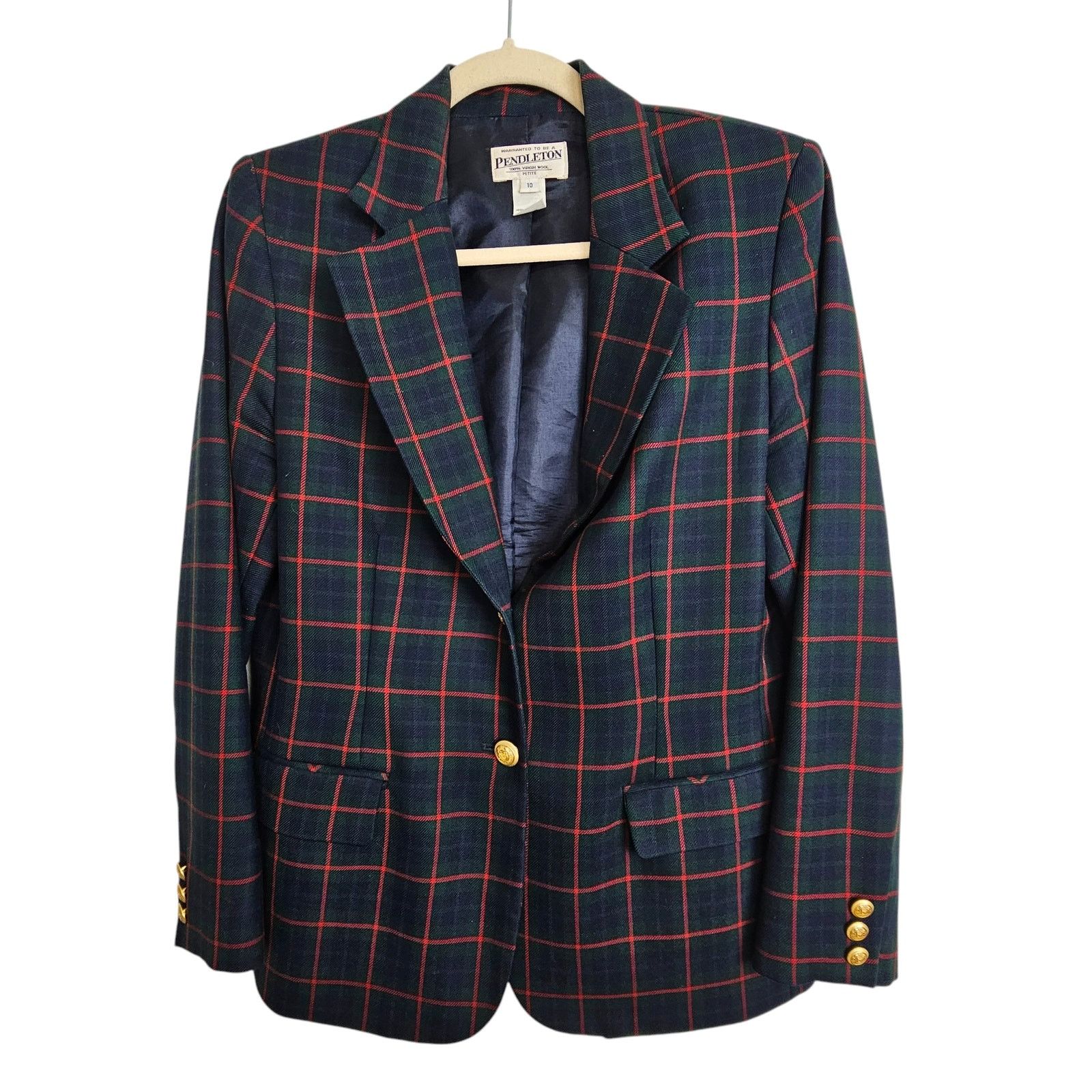 Pendleton Vintage Pendleton Wool Plaid Blazer Skirt 2Pc Set Sz 10P/12 Size L / US 10 / IT 46 - 1 Thumbnail